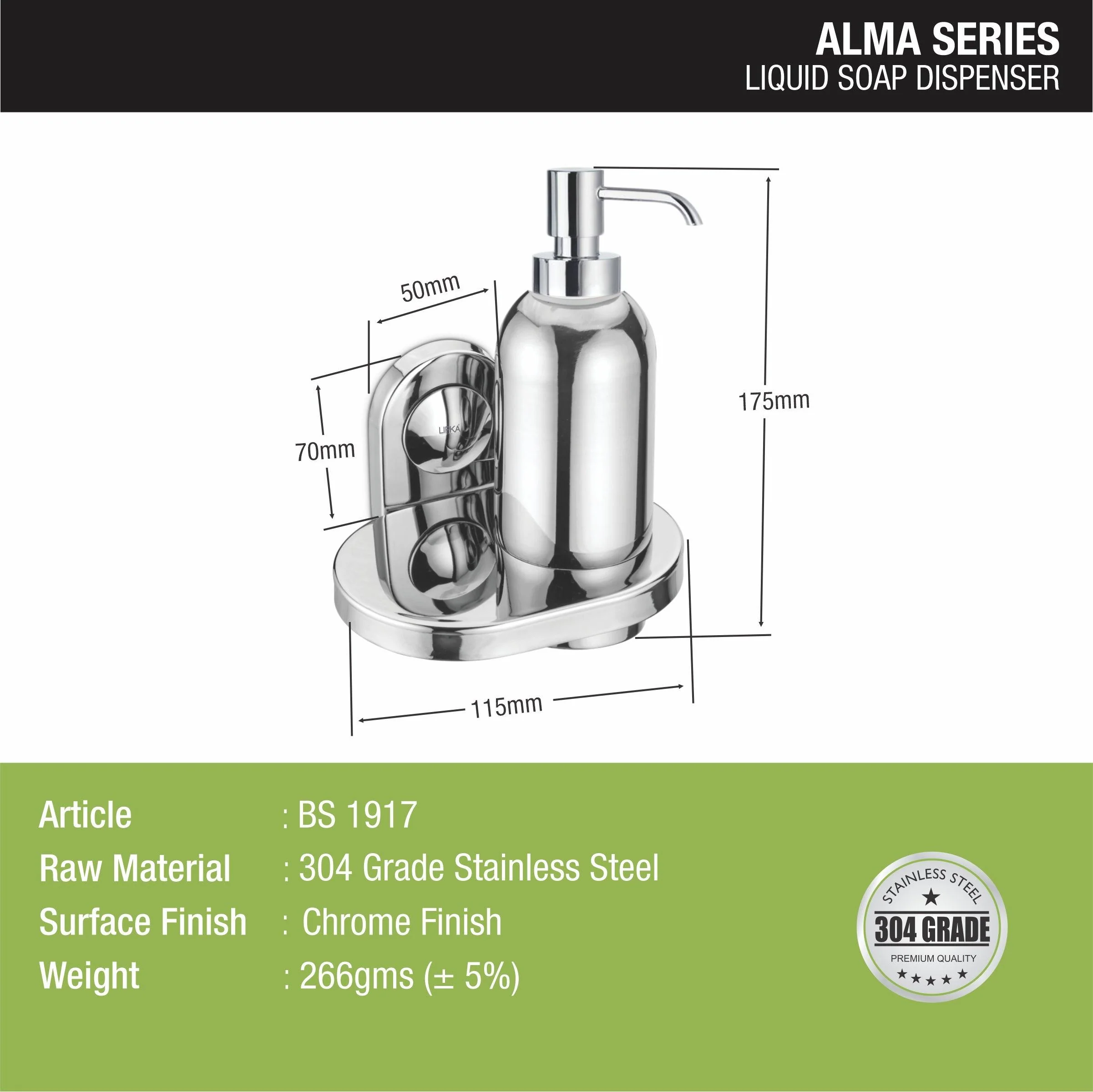 Alma Liquid Soap Dispenser (304-SS) - LIPKA - Image 2