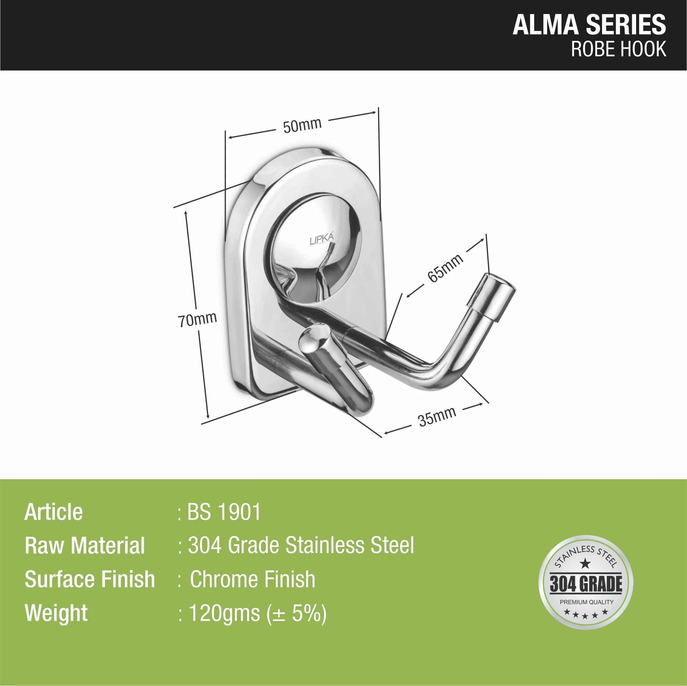 Alma Robe Hook (304-SS) - LIPKA - Image 2