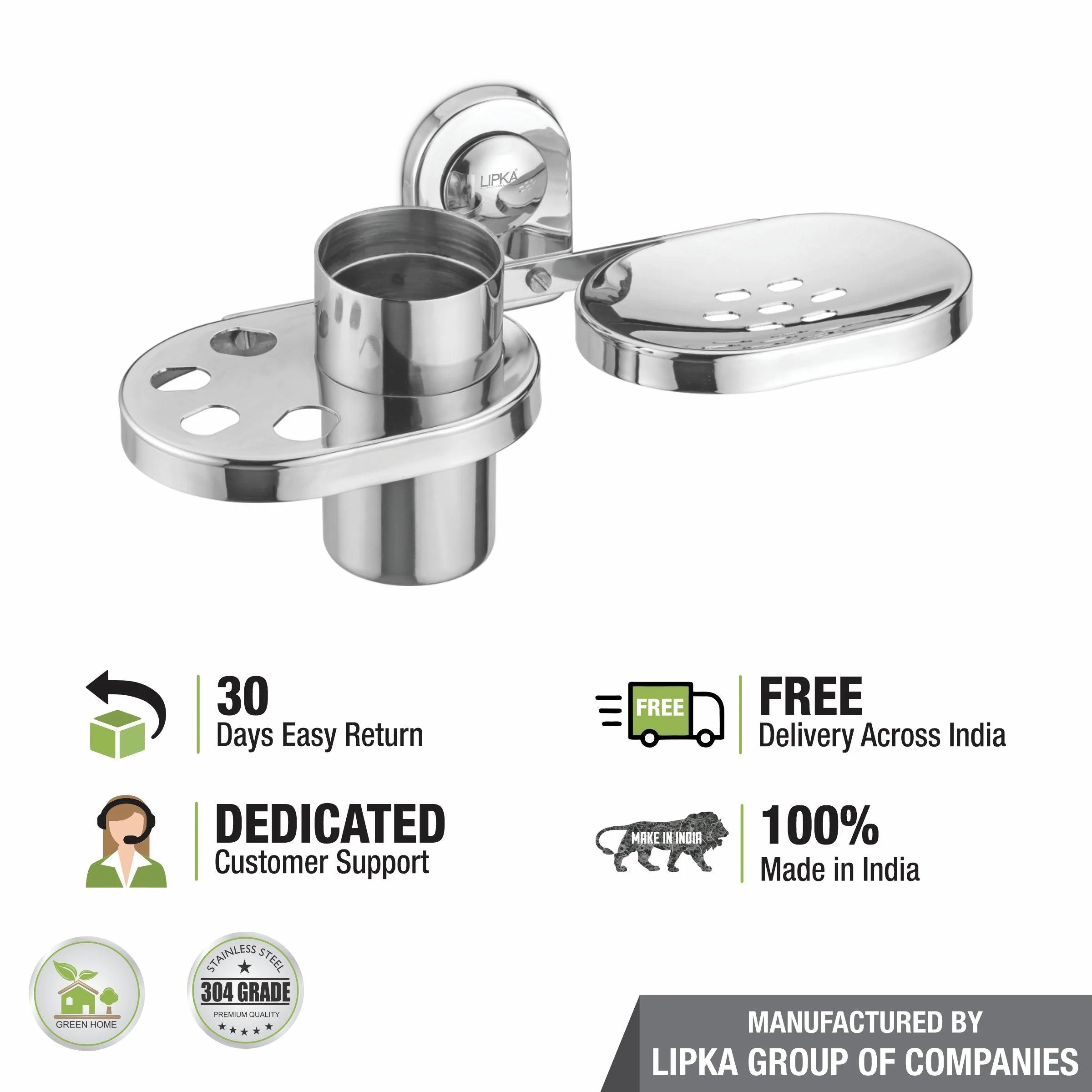 Alma Soap Dish with Tumbler Holder (304-SS) - LIPKA - Image 3