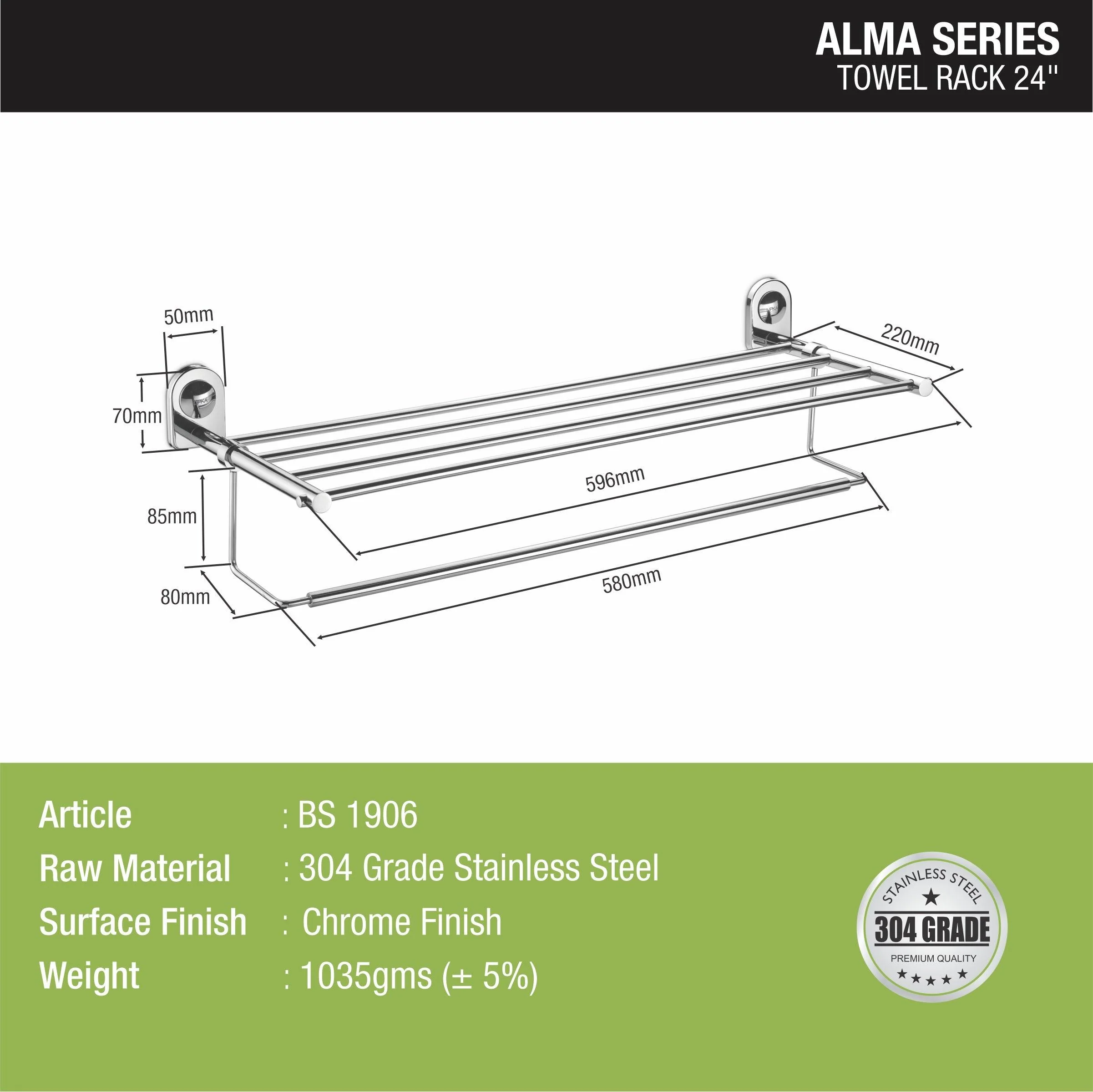 Alma Towel Rack 304-SS (24 Inches) - LIPKA - Image 2