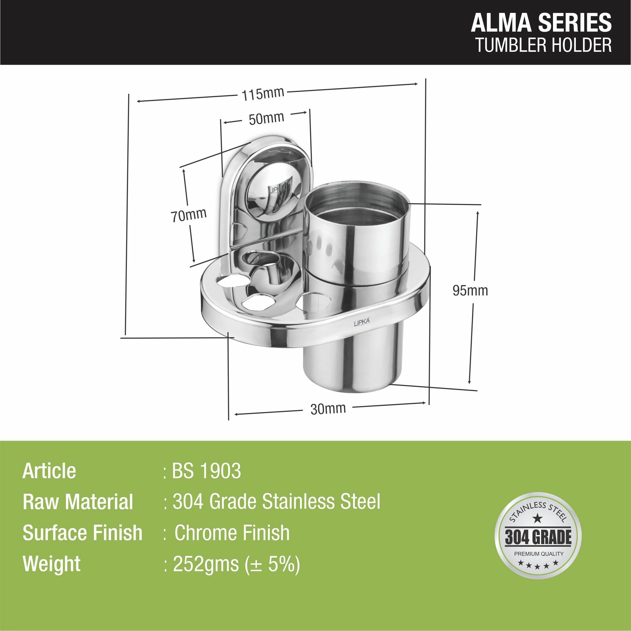 Alma Tumbler Holder (304-Grade SS) - LIPKA - Image 3