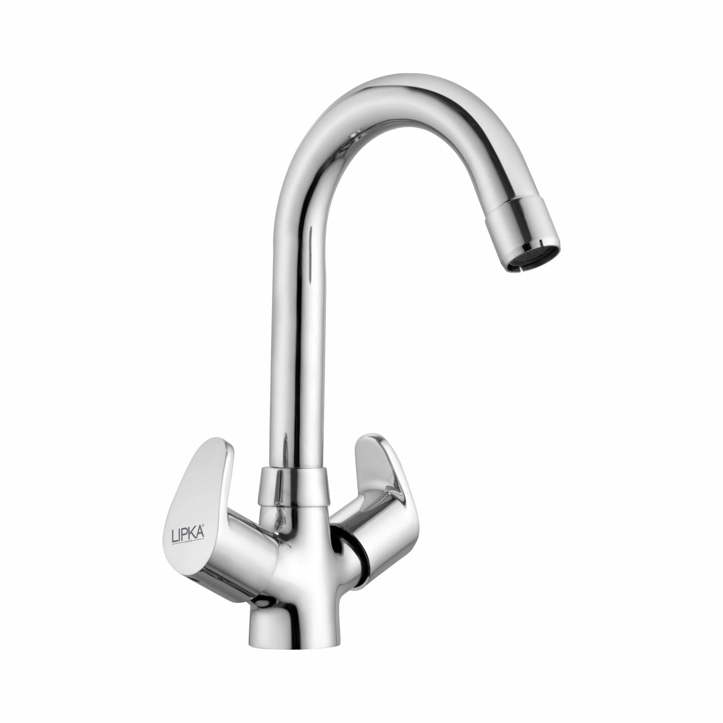 Apple Centre Hole Basin Mixer Brass Faucet with Round Swivel Spout (12 Inches) - LIPKA