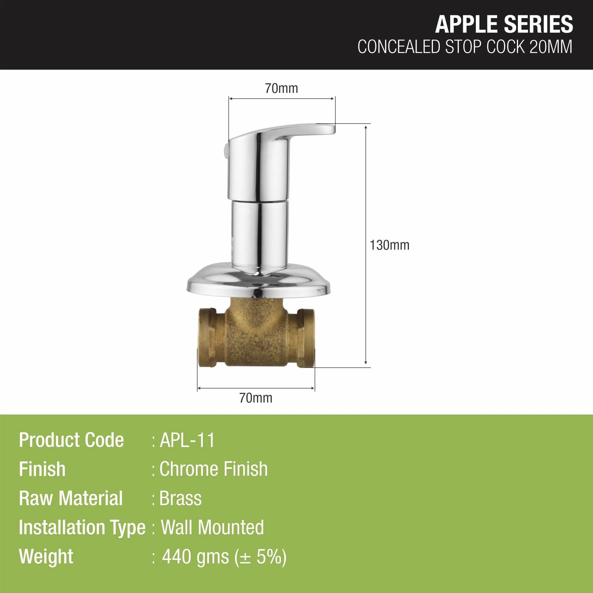 Apple Concealed Stop Valve (20mm) Brass Faucet - LIPKA - Image 2