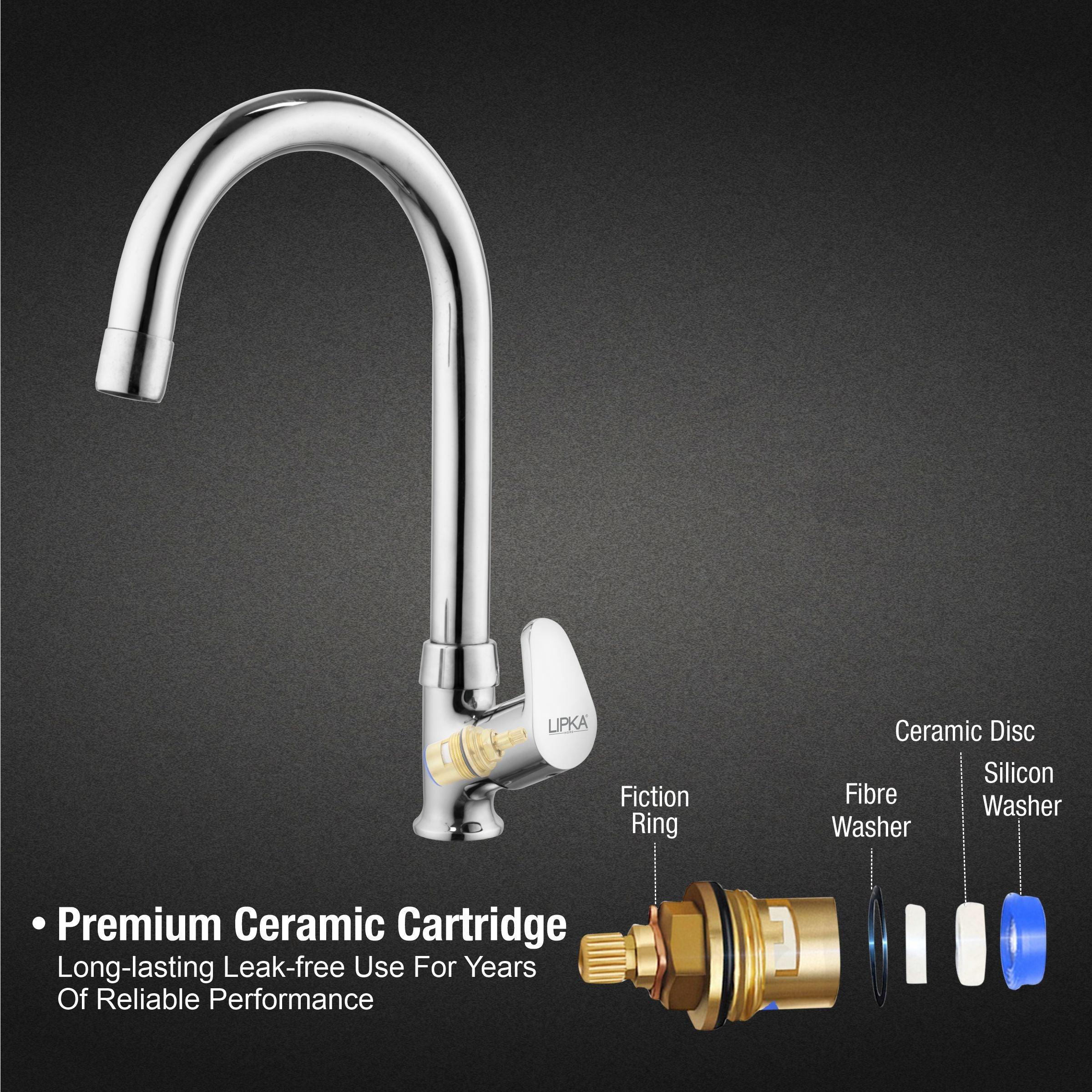 Apple Swan Neck Brass Faucet with Round Swivel Spout (15 Inches) - LIPKA - Image 3