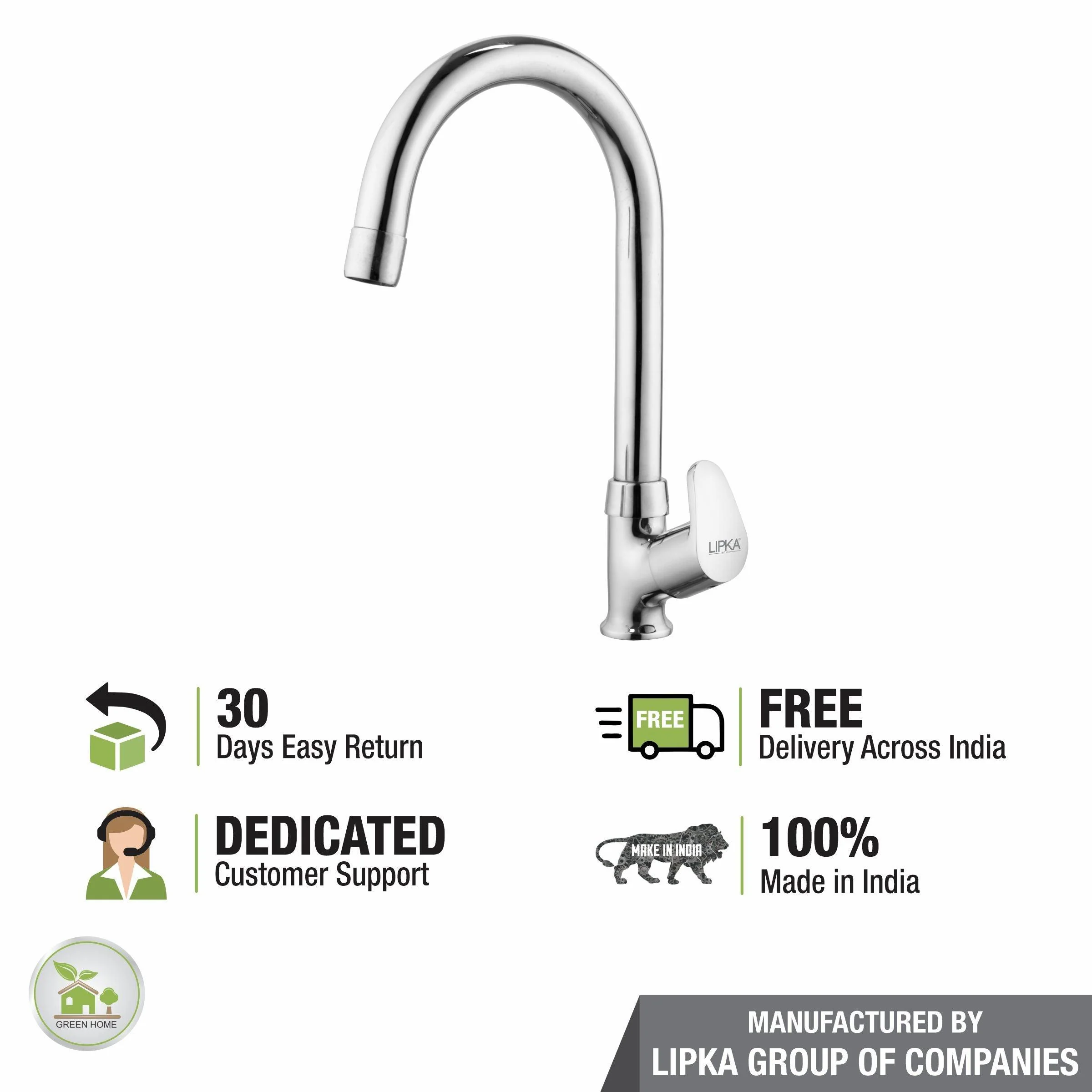 Apple Swan Neck Brass Faucet with Round Swivel Spout (15 Inches) - LIPKA - Image 5