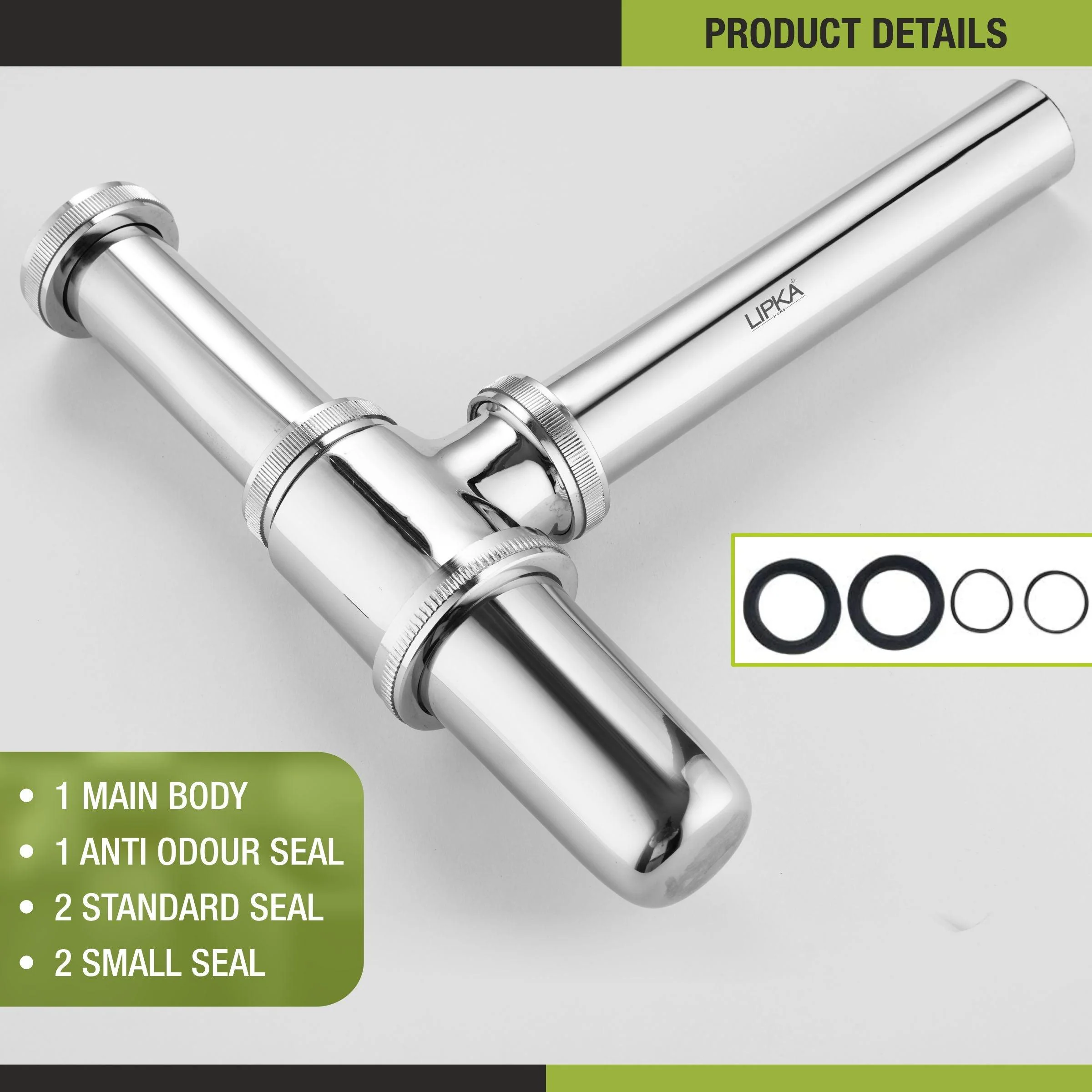 ARC Brass Bottle Trap CP (12 Inches) - LIPKA - Image 3