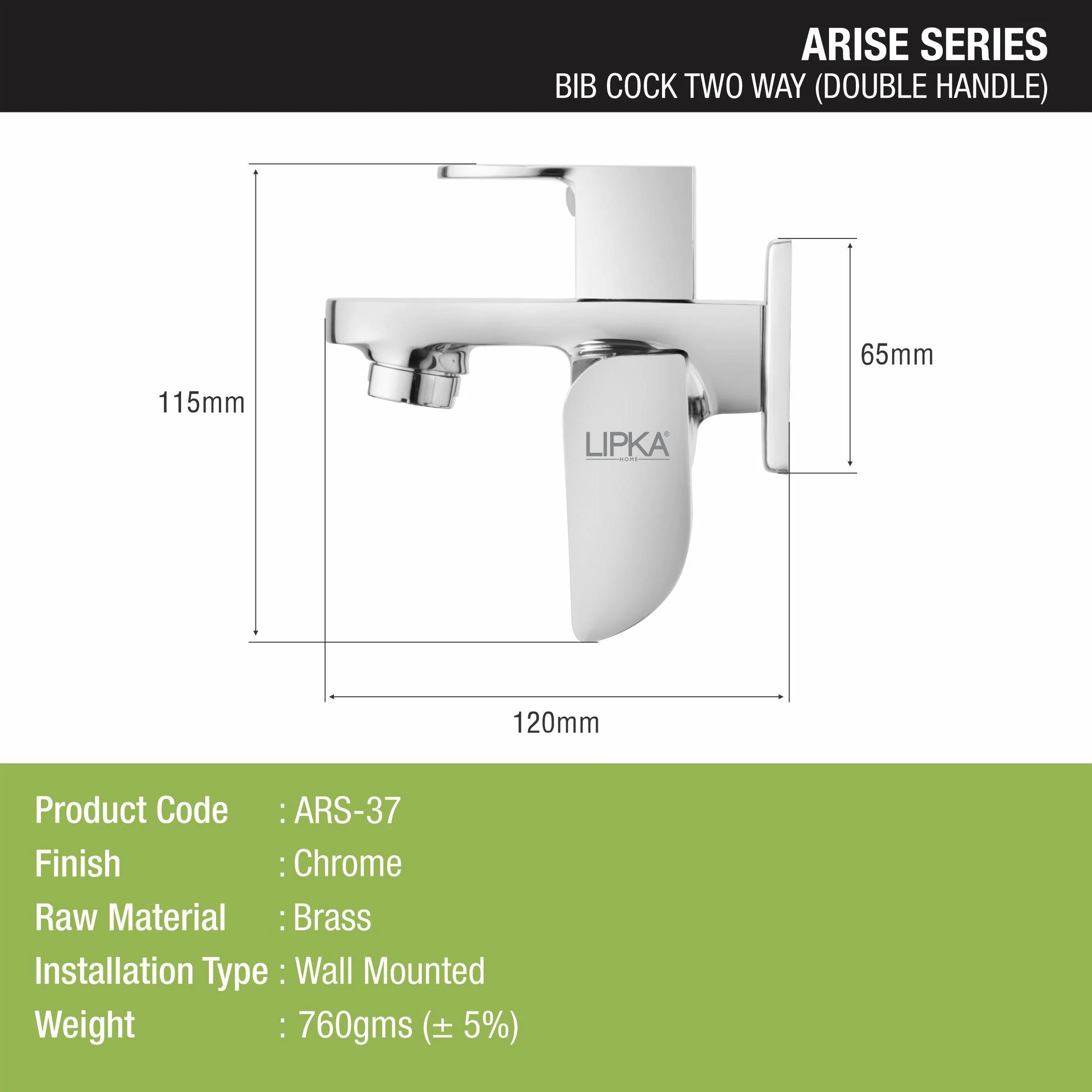 Arise Two Way Bib Tap Faucet (Double Handle) - LIPKA - Image 2