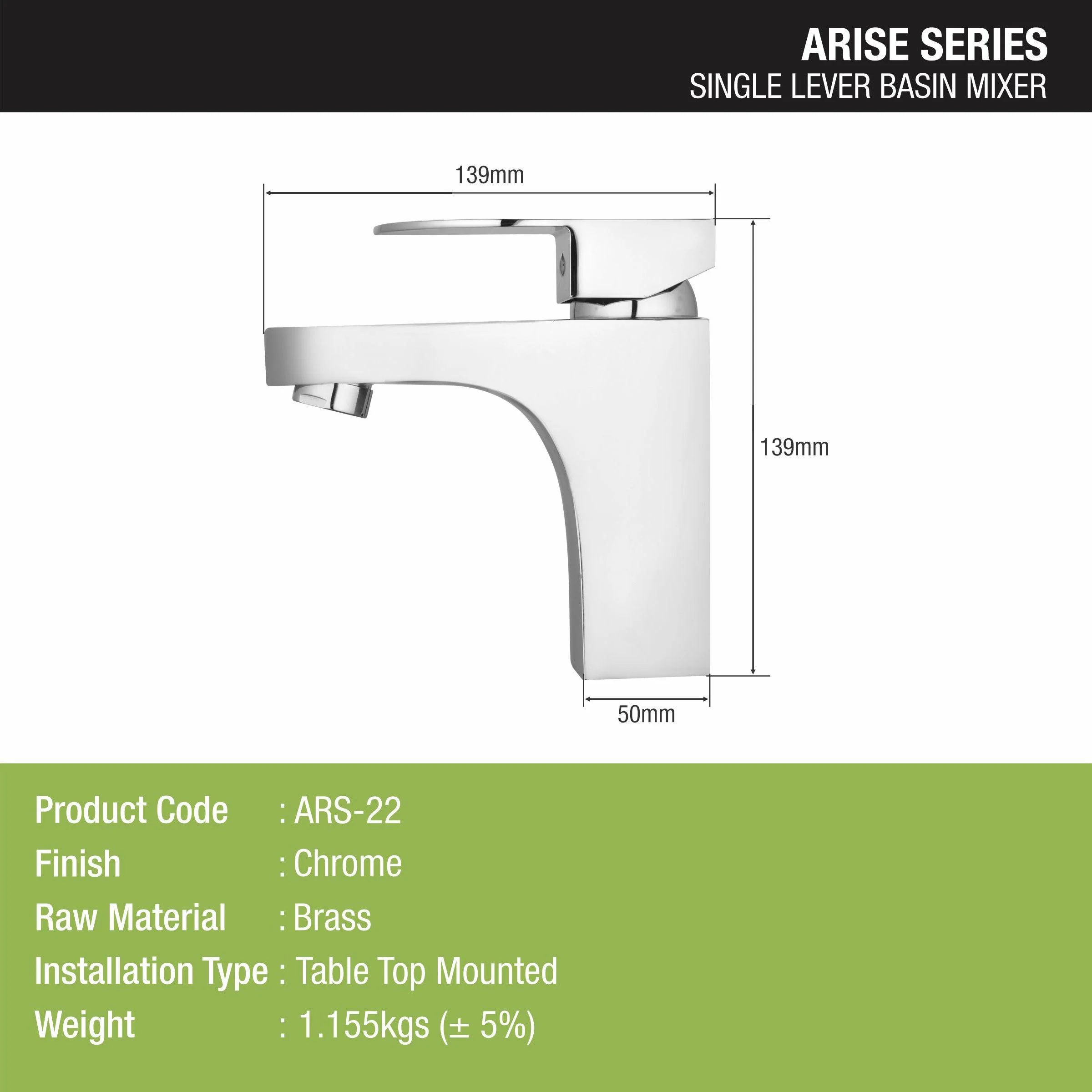 Arise Single Lever Basin Mixer Brass Faucet - LIPKA - Image 2