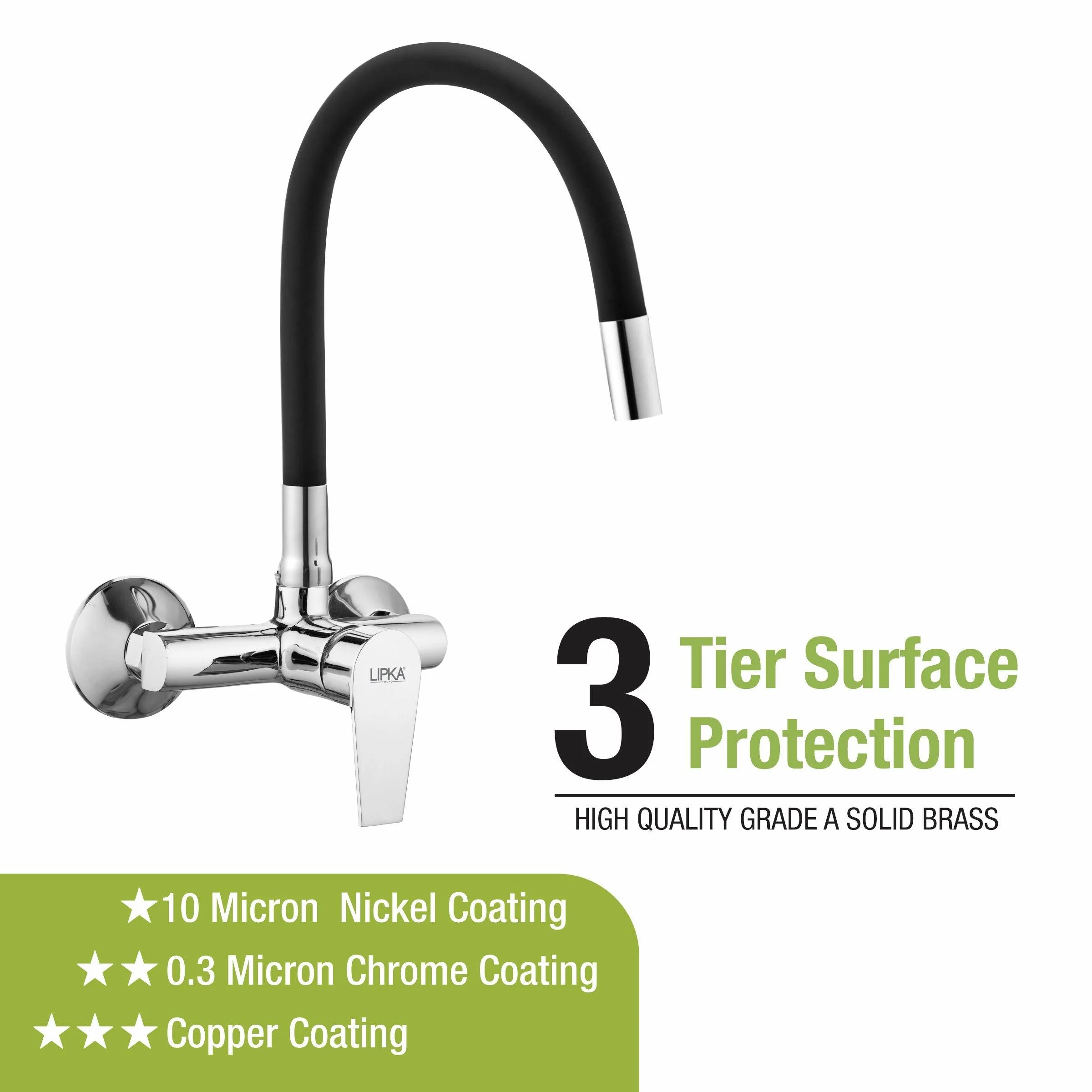 Victory Single Lever Sink Mixer with Black Flexible Silicone Spout (20 Inches) - LIPKA - Image 4