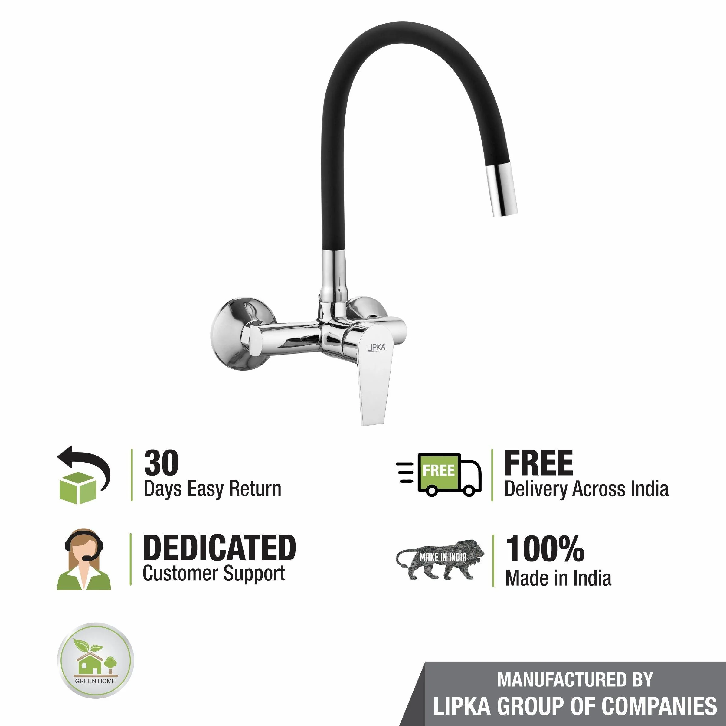 Victory Single Lever Sink Mixer with Black Flexible Silicone Spout (20 Inches) - LIPKA - Image 5