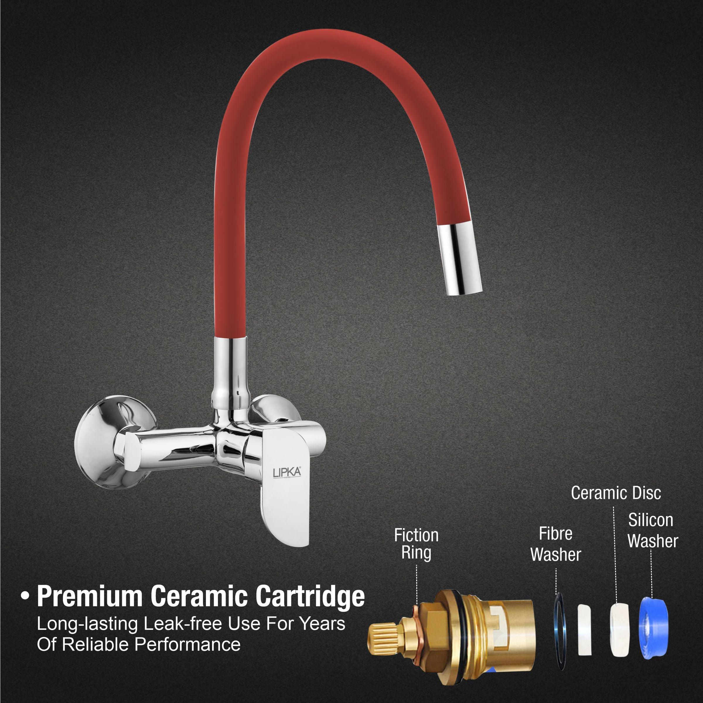 Arise Single Lever Sink Mixer with Red Flexible Silicone Spout (20 Inches) - LIPKA - Image 3