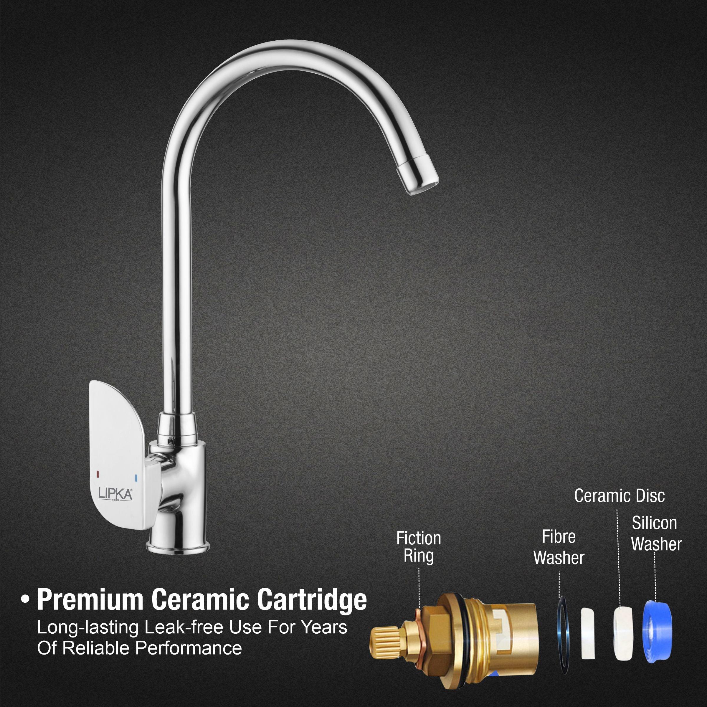 Arise Single Lever Table Mount Sink Mixer Brass Faucet with Round Swivel Spout (20 Inches) - LIPKA - Image 3