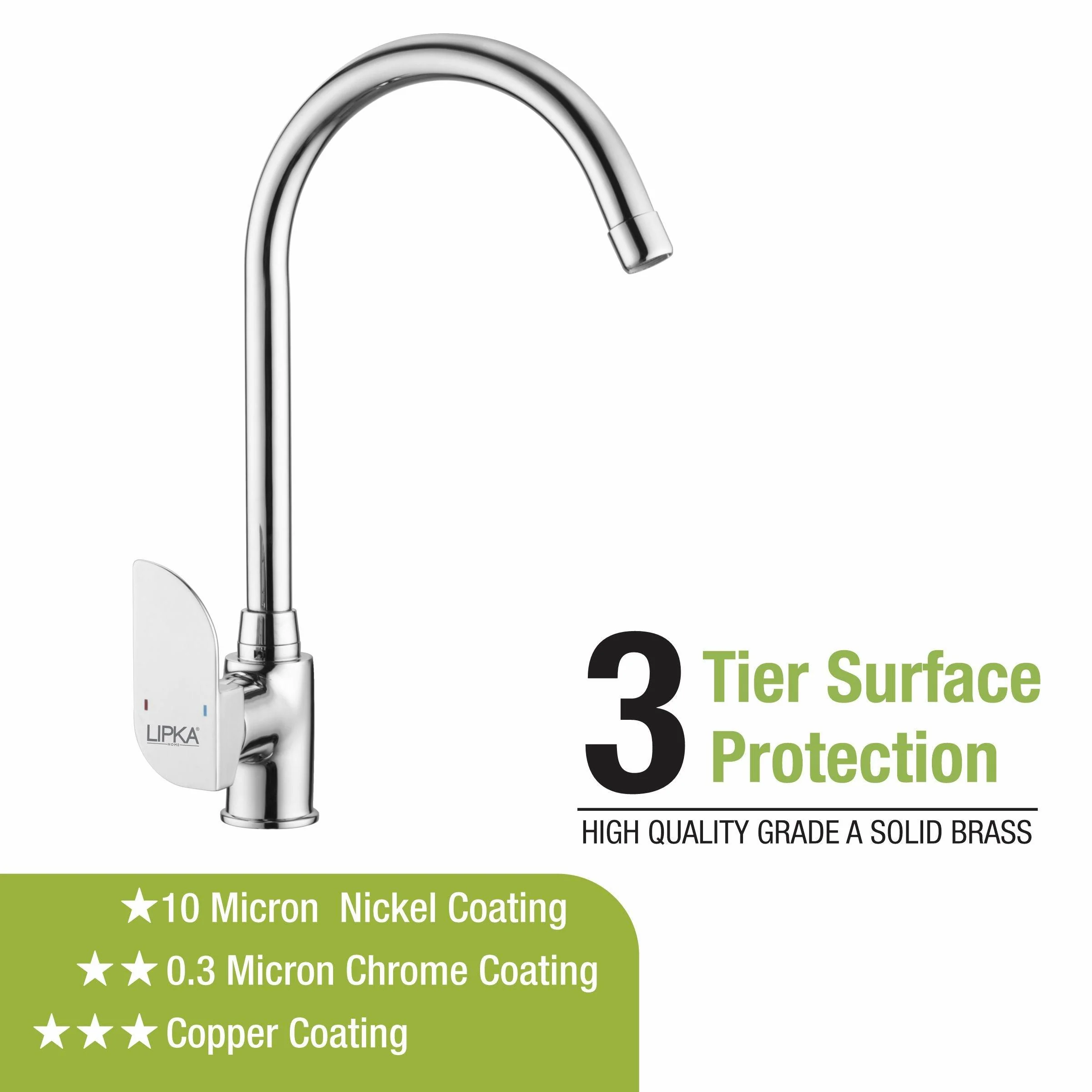 Arise Single Lever Table Mount Sink Mixer Brass Faucet with Round Swivel Spout (20 Inches) - LIPKA - Image 4