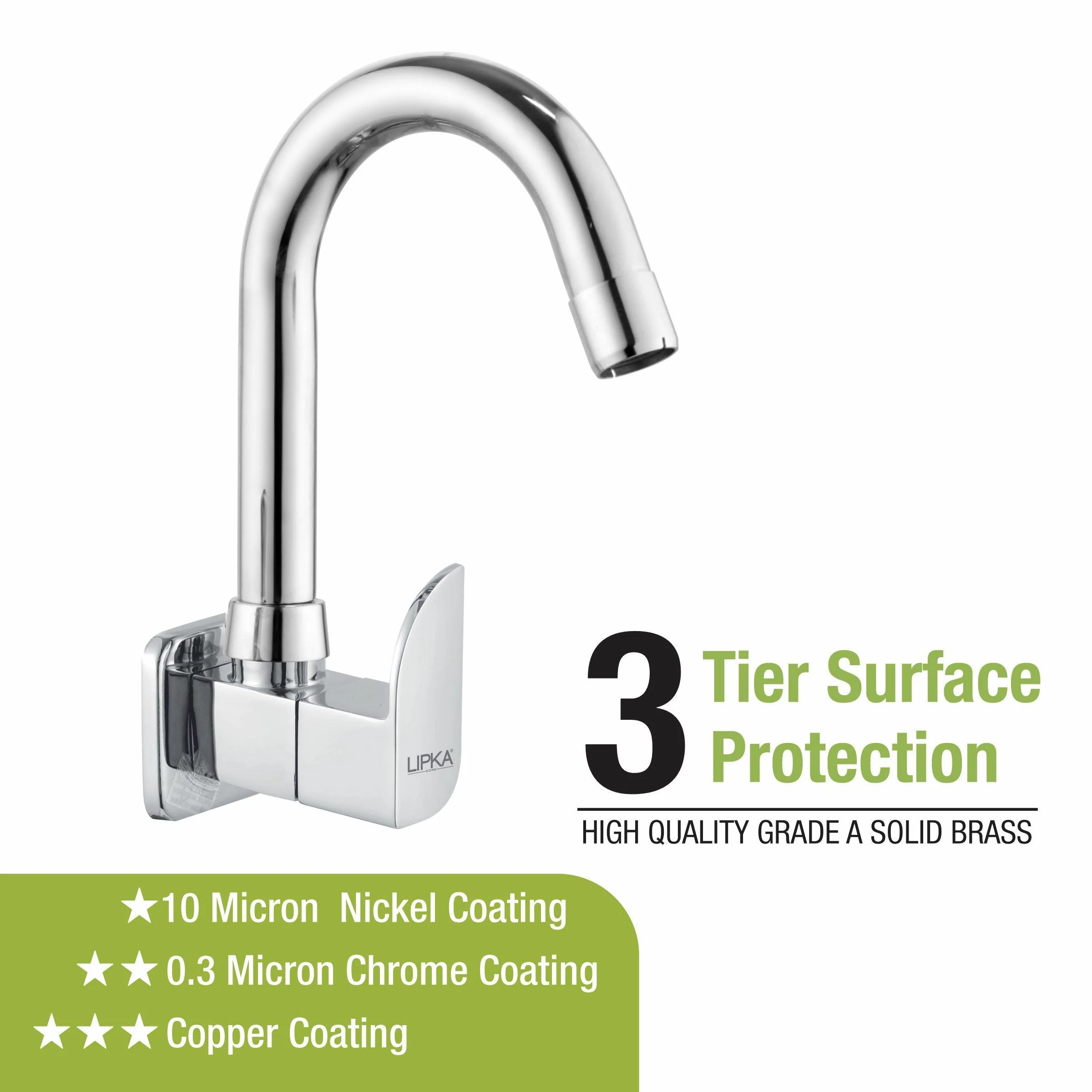Arise Sink Tap Brass Faucet with Round Swivel Spout (12 Inches) - LIPKA - Image 4