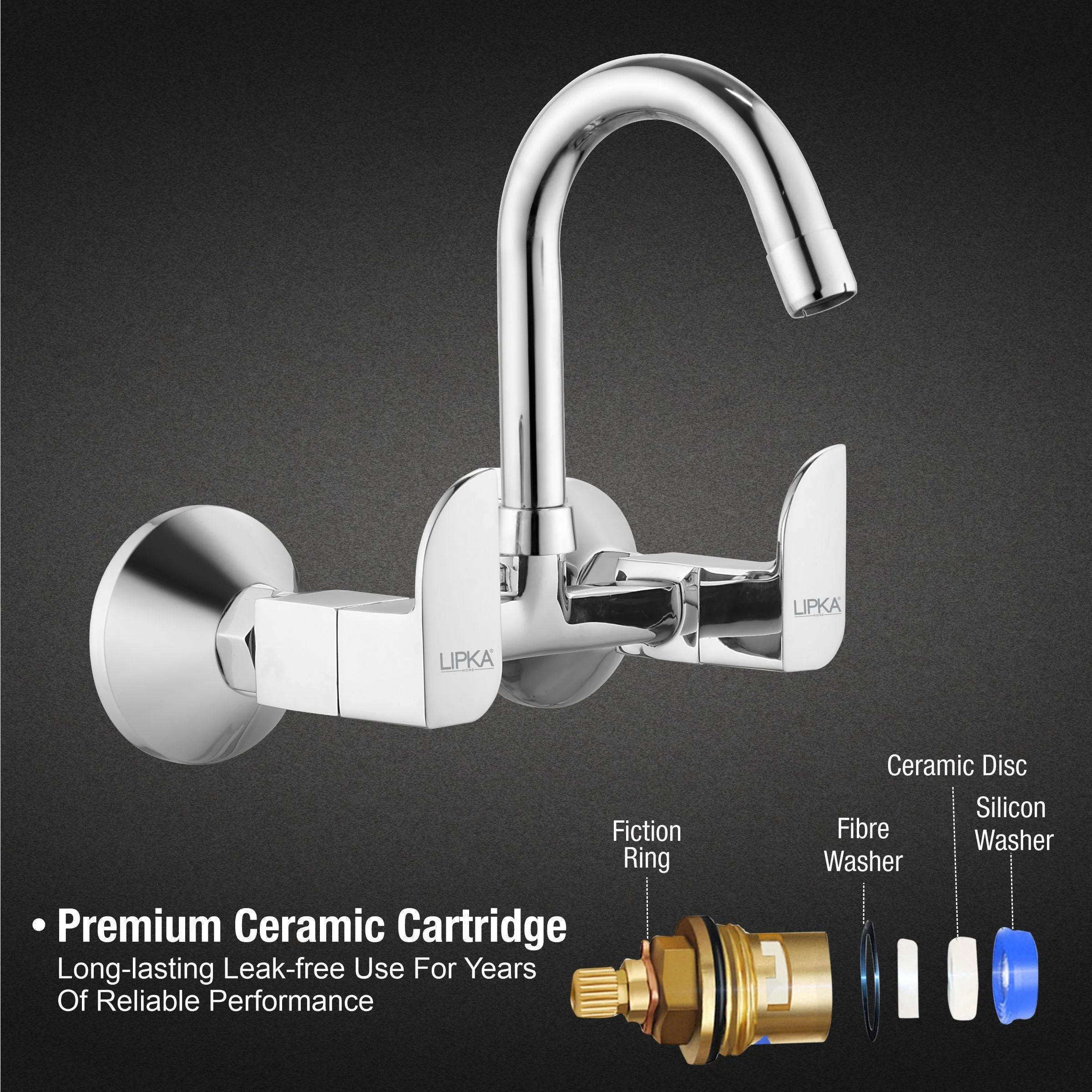 Arise Sink Mixer Brass Faucet with Round Swivel Spout (12 Inches) - LIPKA - Image 3