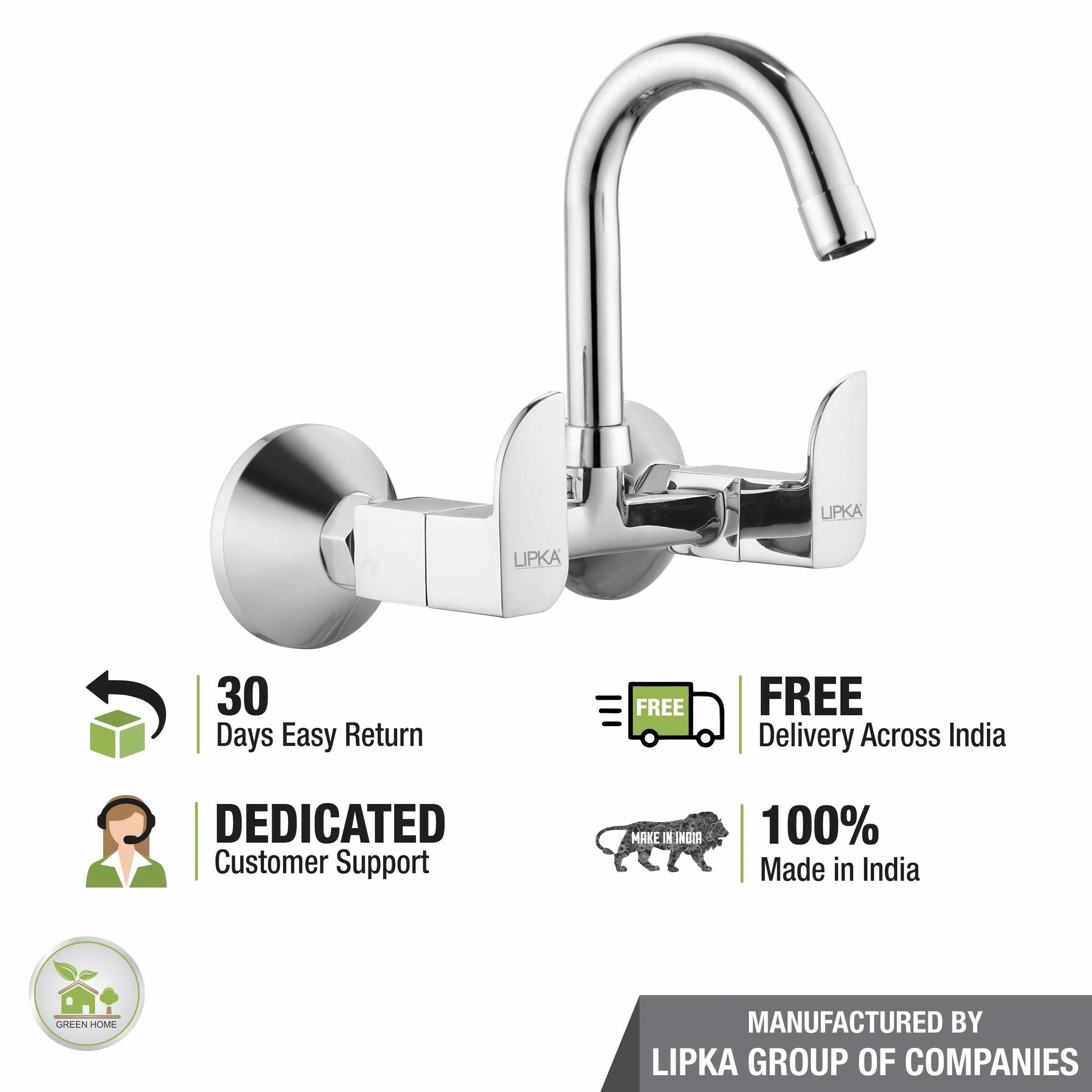 Arise Sink Mixer Brass Faucet with Round Swivel Spout (12 Inches) - LIPKA - Image 6