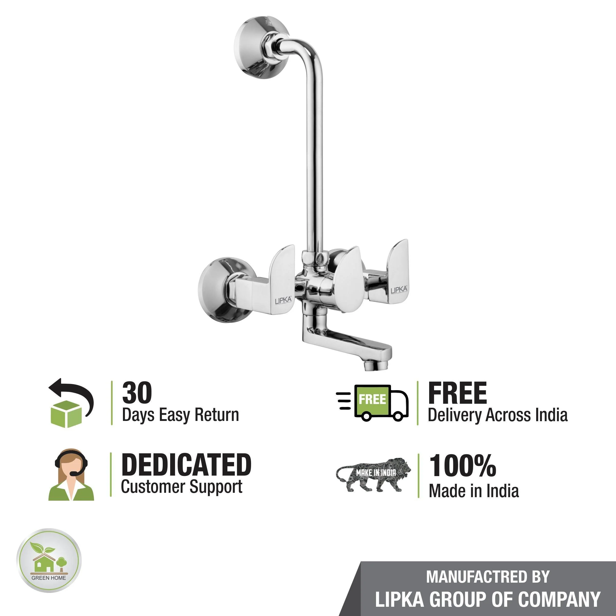 Arise Wall Mixer Brass Faucet with L Bend - LIPKA - Image 6
