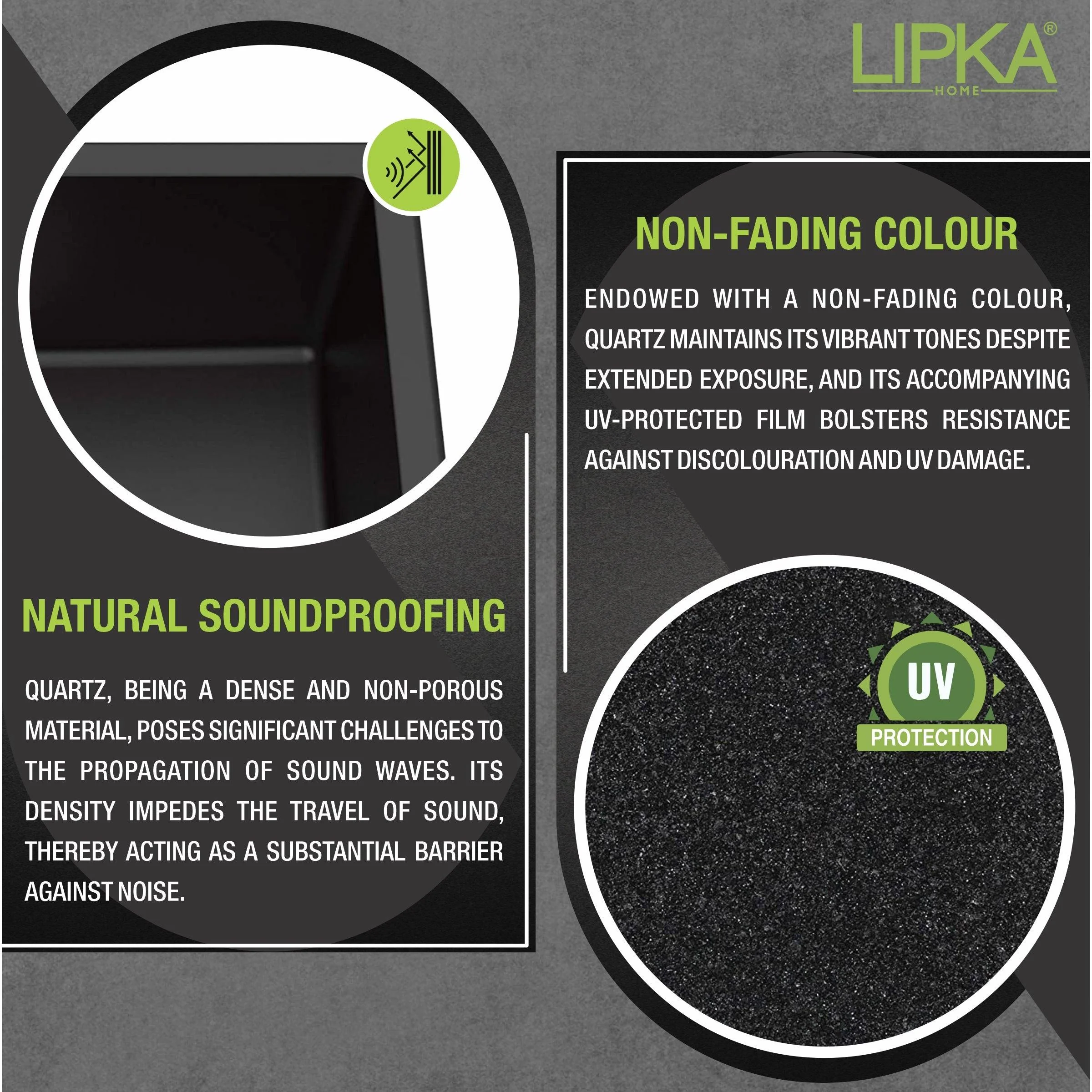 Black Quartz Single Bowl Kitchen Sink (21 x 18 x 9 Inches) - LIPKA - Image 4