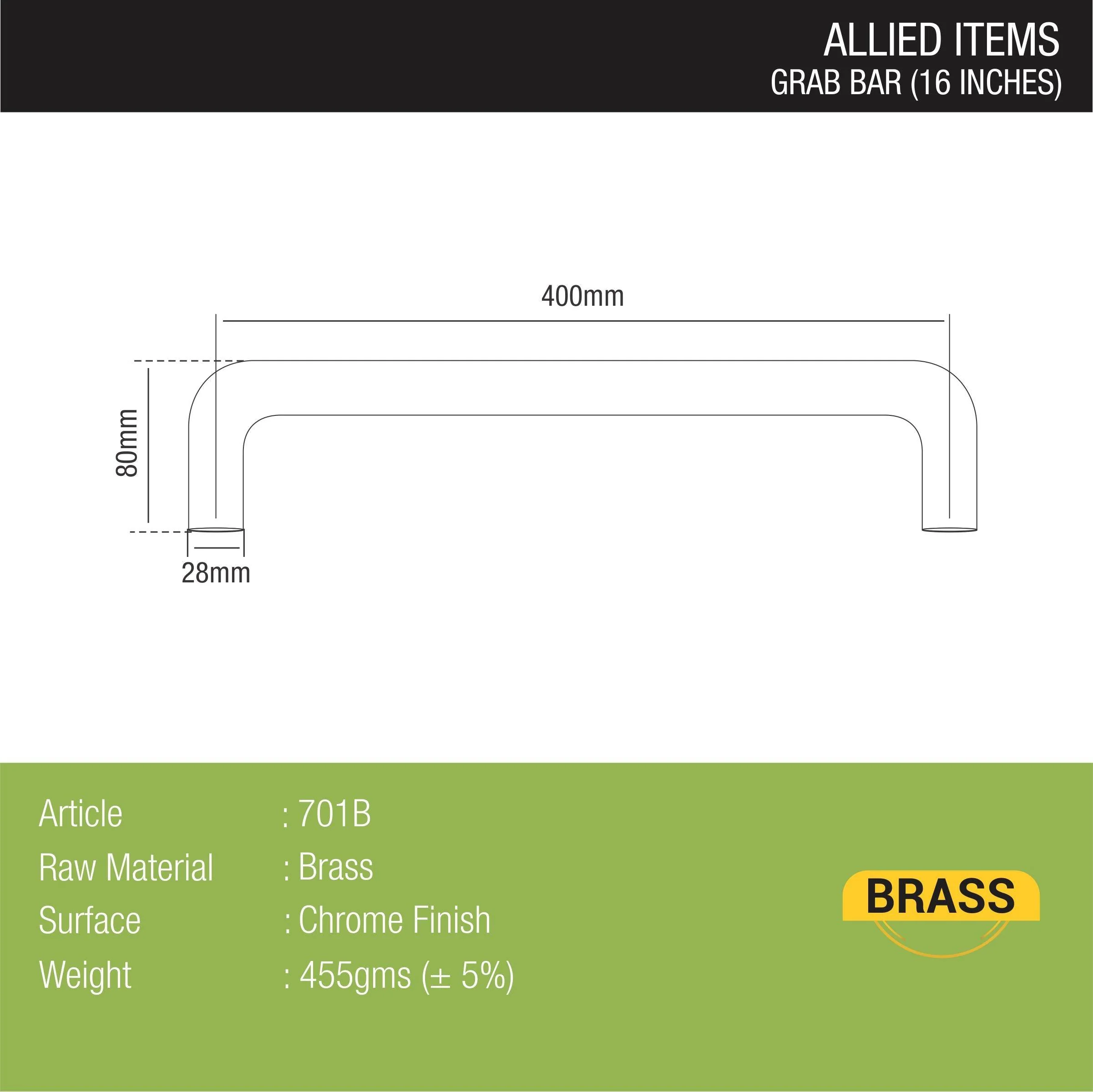 Brass Grab Bar (16 Inches) - LIPKA - Image 2