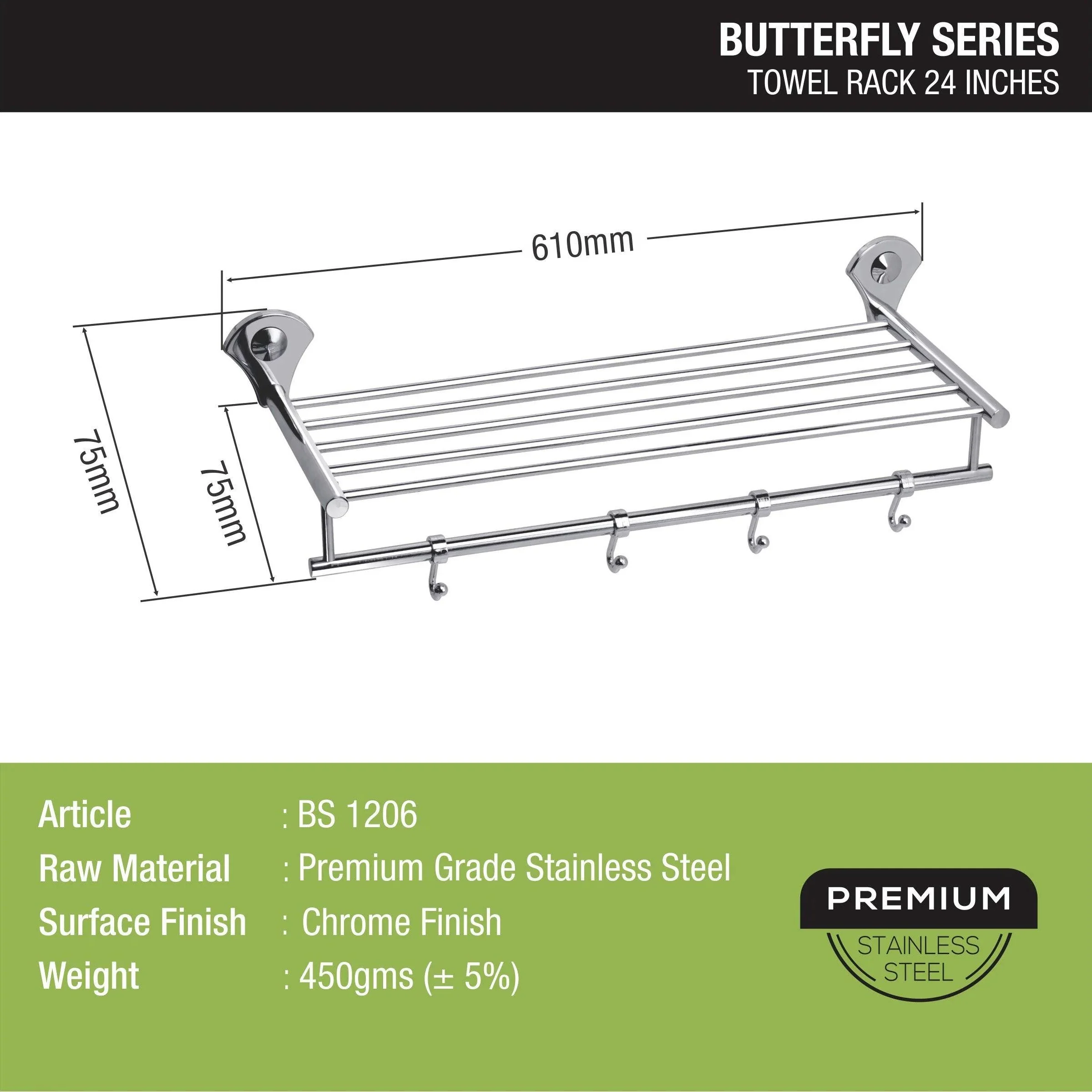 Butterfly Towel Rack (24 Inches) - LIPKA - Image 3