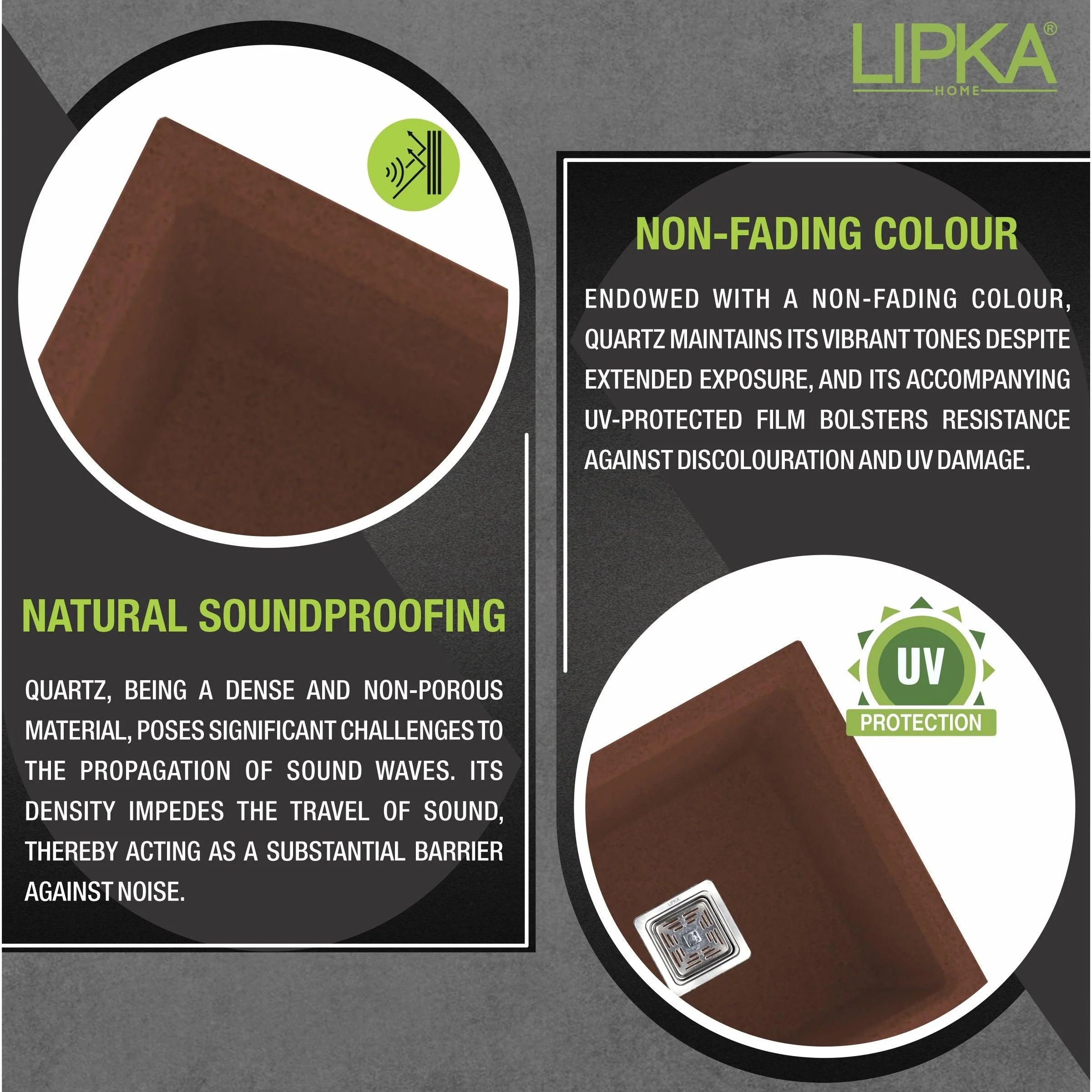 Choco Brown Quartz Double Bowl Kitchen Sink (37 x 18 x 9 Inches) - LIPKA - Image 4
