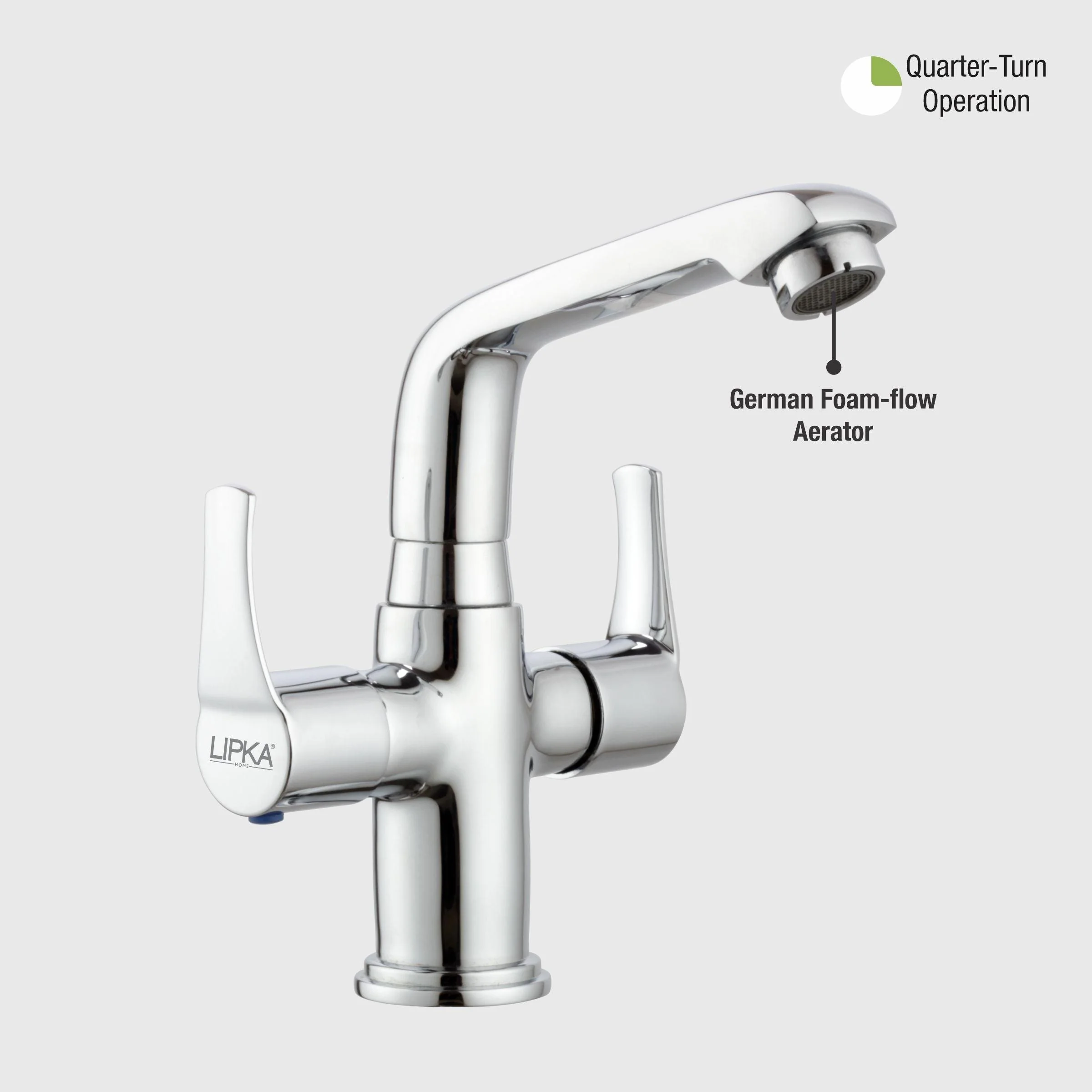 Coral Centre Hole Basin Mixer Brass Faucet with Swivel Spout - LIPKA - Image 5