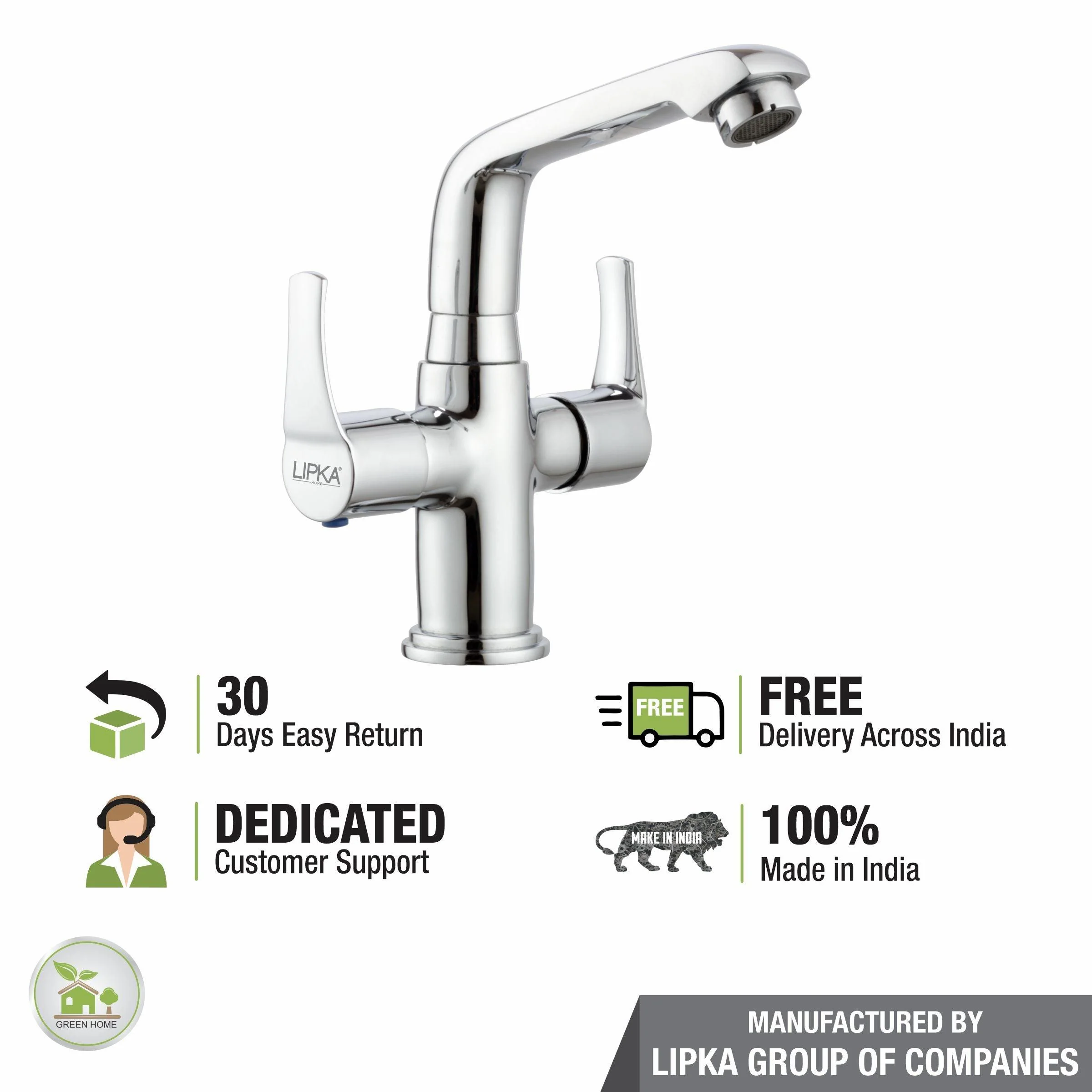 Coral Centre Hole Basin Mixer Brass Faucet with Swivel Spout - LIPKA - Image 6