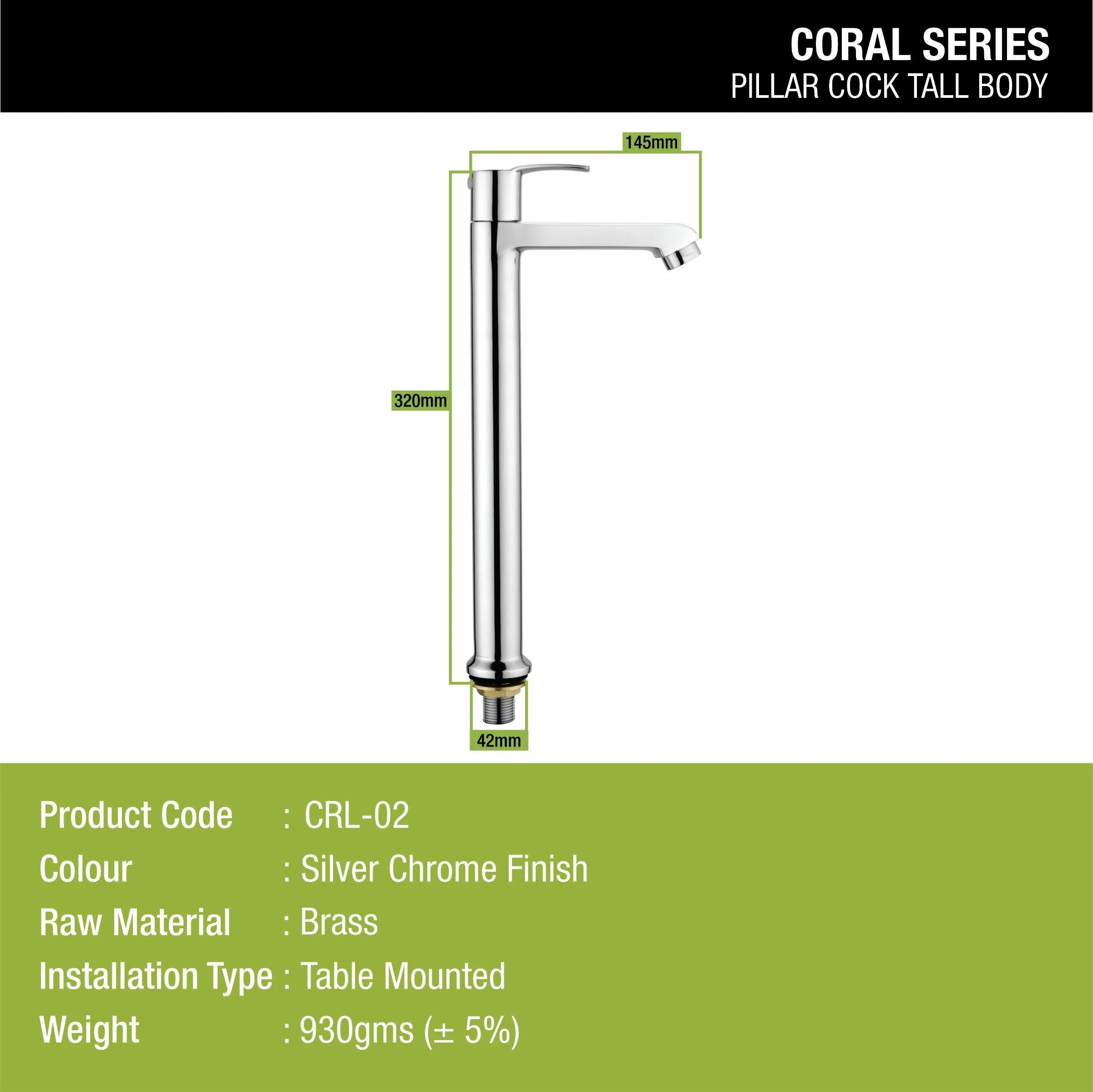 Coral  Pillar Tap Tall Body Brass Faucet- LIPKA - Image 2