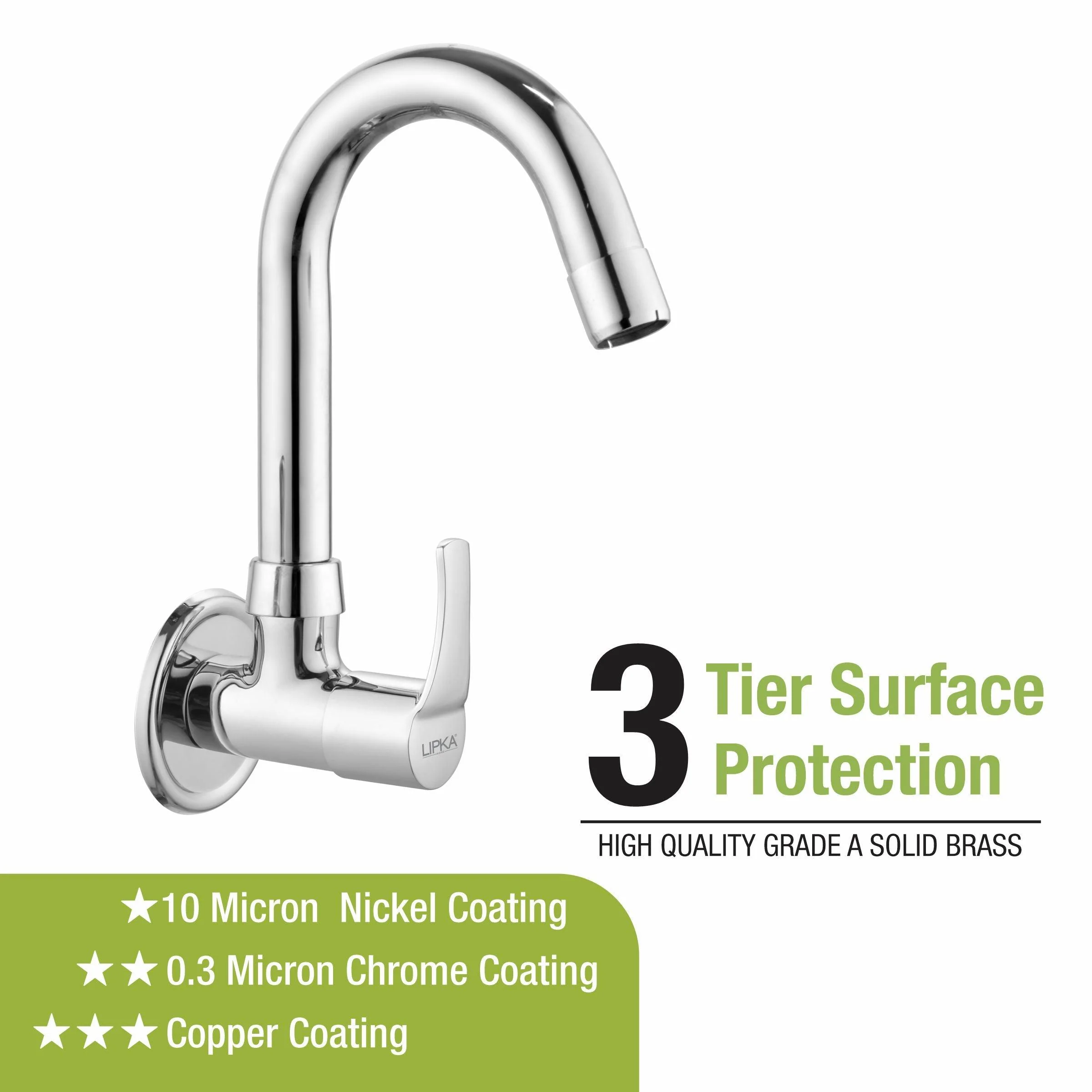 Coral  Sink Tap Brass Faucet with Round Swivel Spout (12 Inches) - LIPKA - Image 4