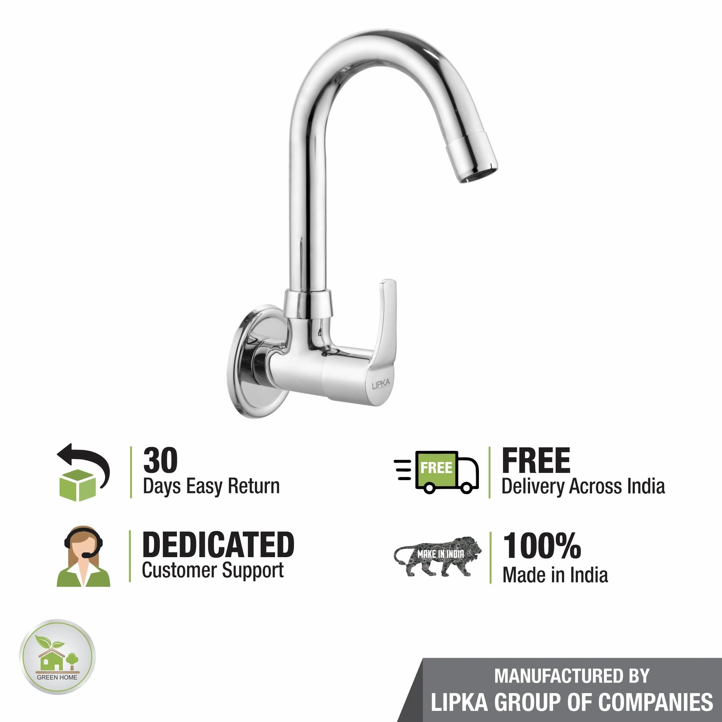 Coral  Sink Tap Brass Faucet with Round Swivel Spout (12 Inches) - LIPKA - Image 6