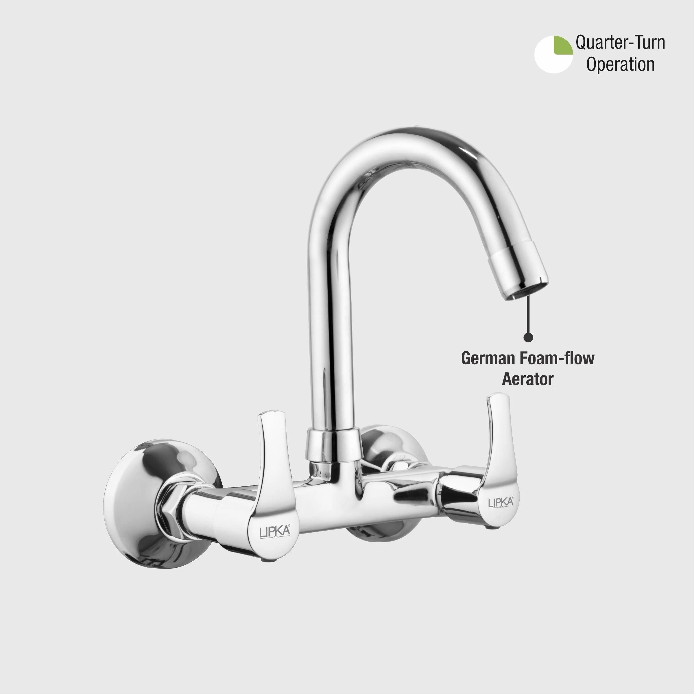 Coral Sink Mixer Brass Faucet with Round Swivel Spout (12 Inches) - LIPKA - Image 5
