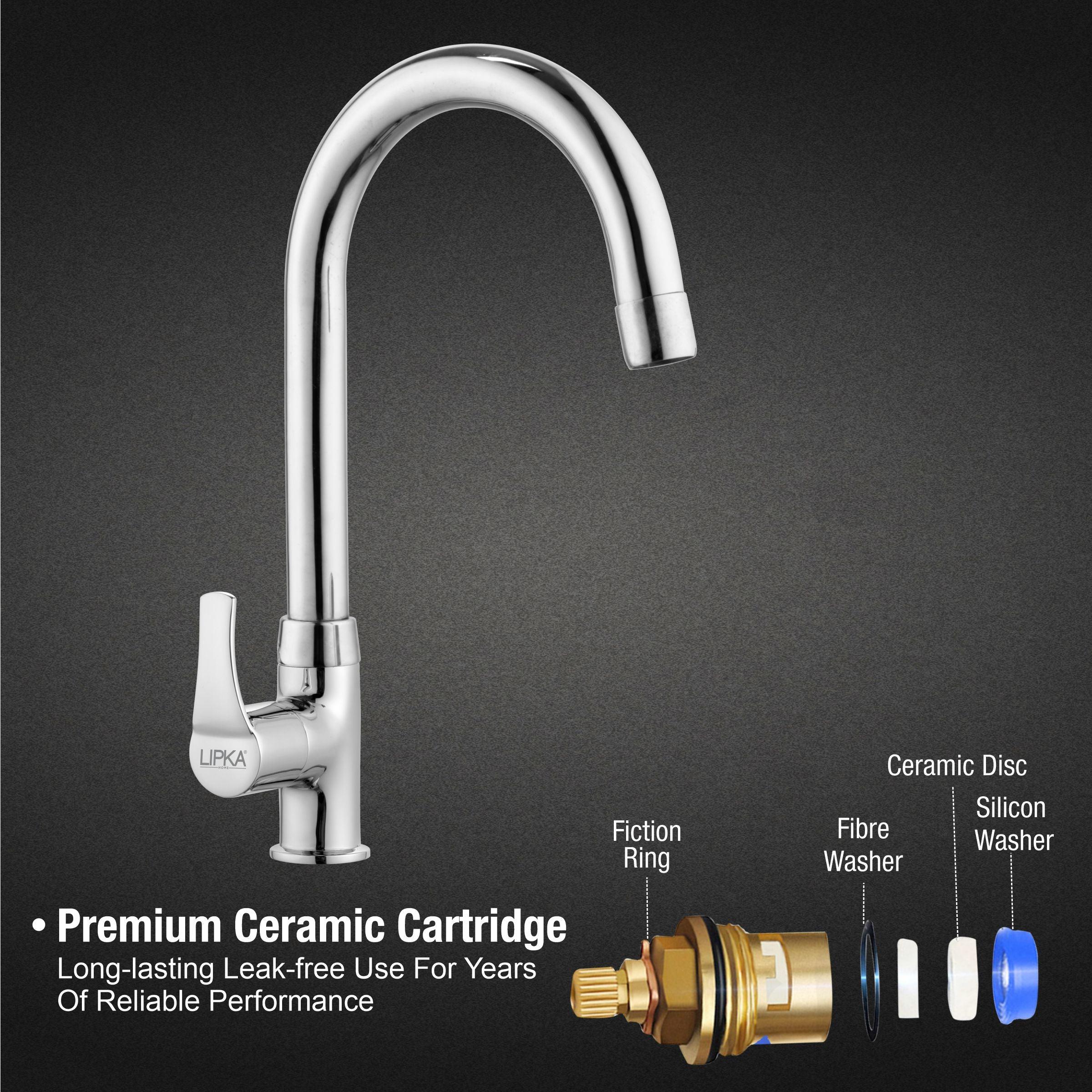 Coral Swan Neck Brass Faucet with Round Swivel Spout (15 Inches) - LIPKA - Image 3