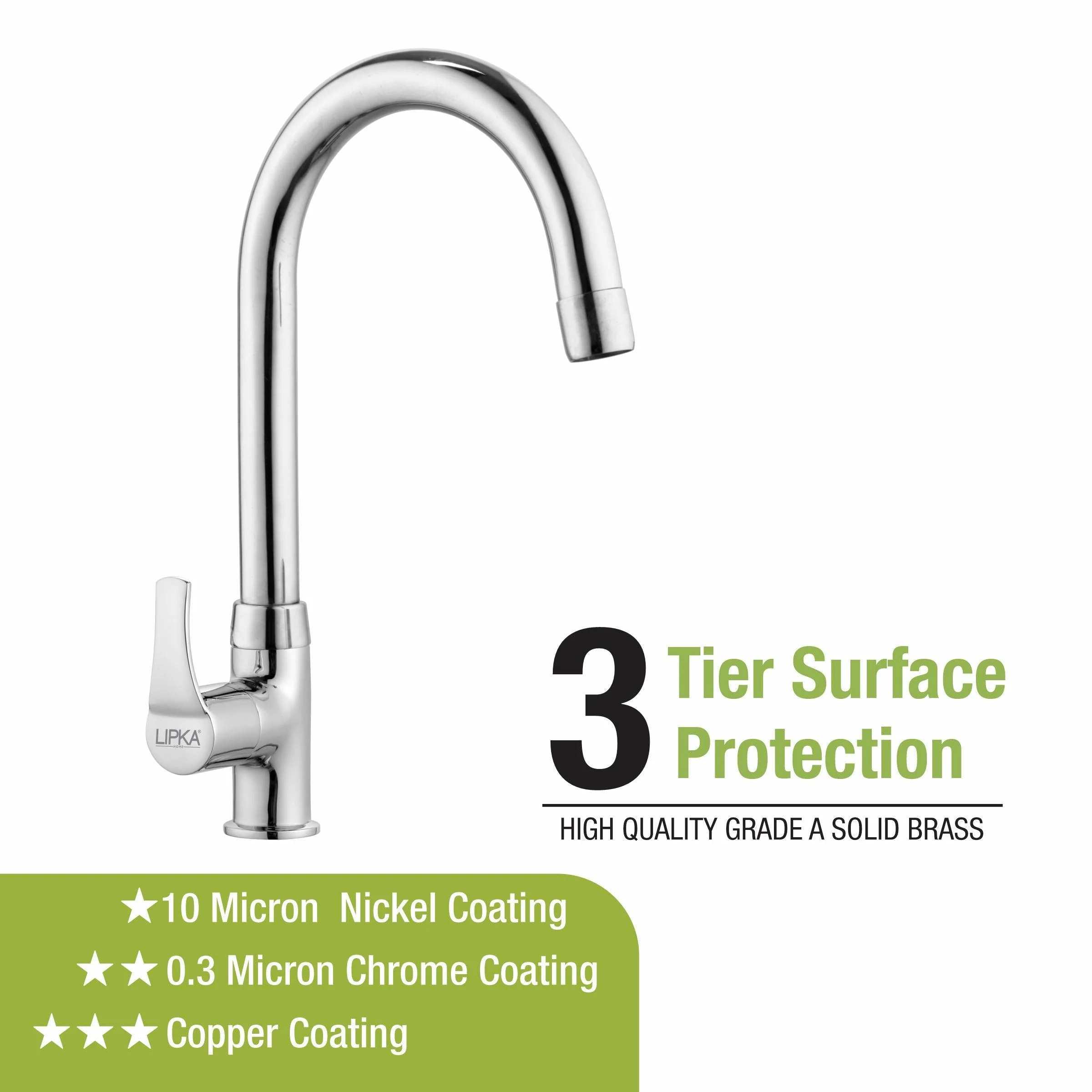 Coral Swan Neck Brass Faucet with Round Swivel Spout (15 Inches) - LIPKA - Image 4