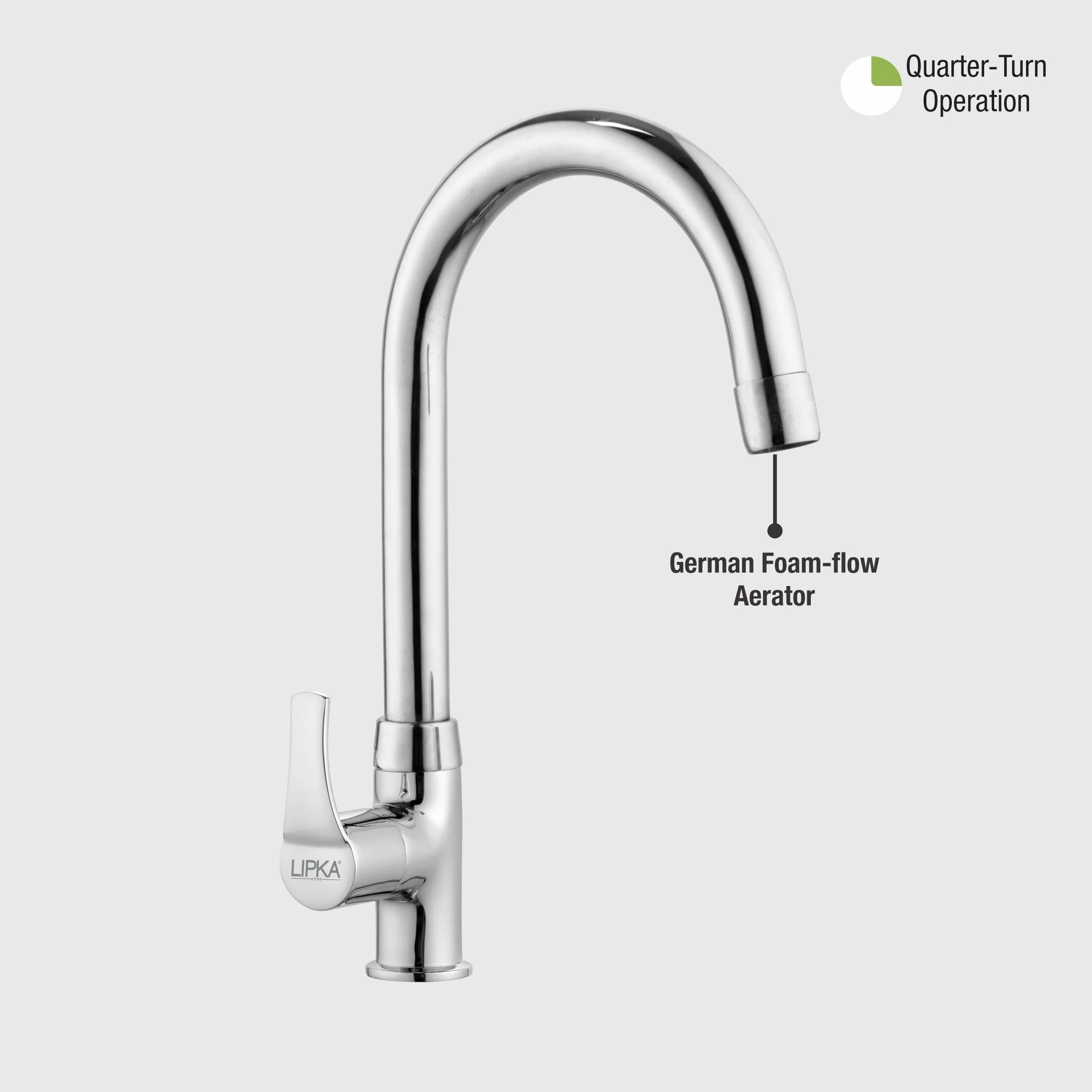 Coral Swan Neck Brass Faucet with Round Swivel Spout (15 Inches) - LIPKA - Image 5