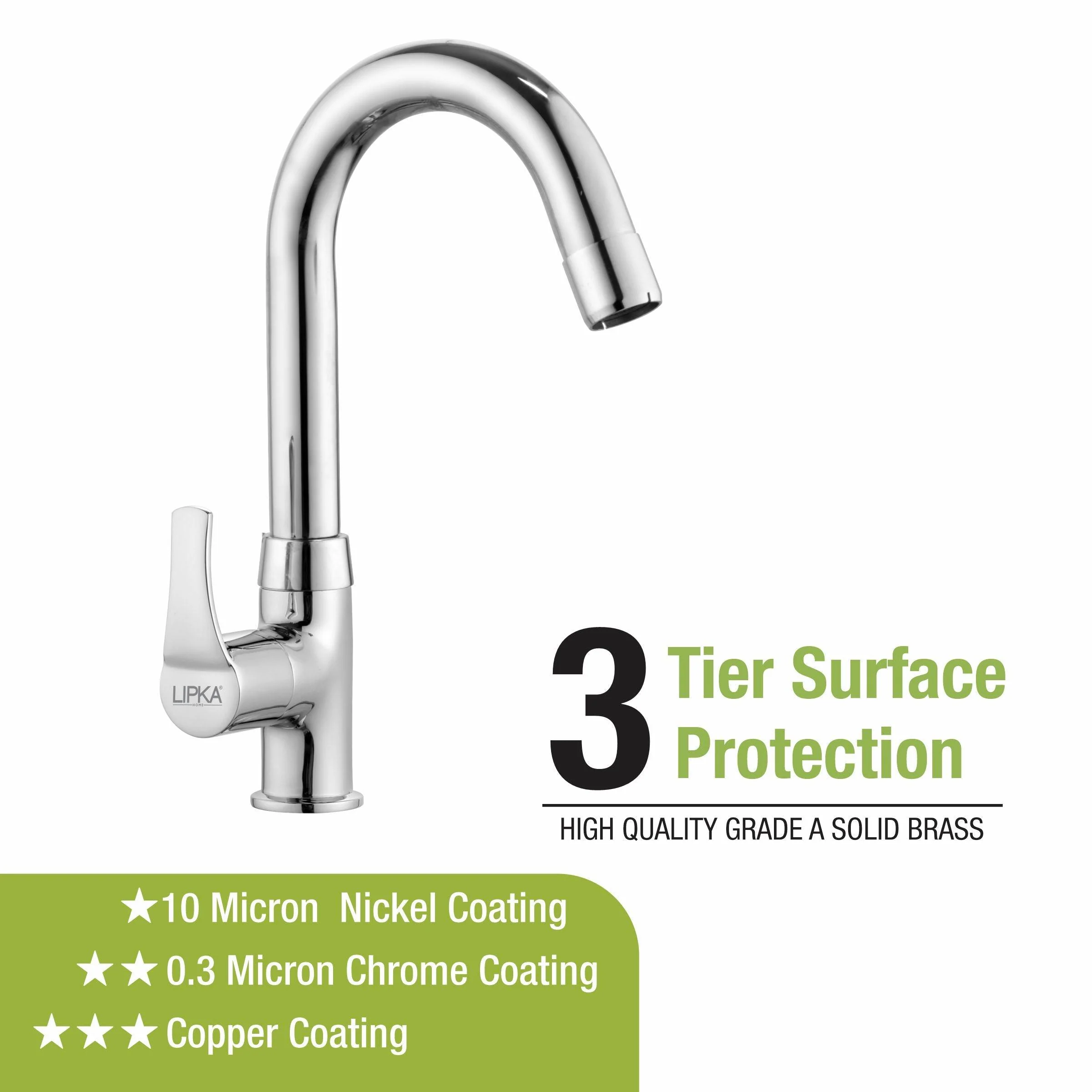 Coral  Swan Neck Brass Faucet with Round Swivel Spout (12 Inches) - LIPKA - Image 4