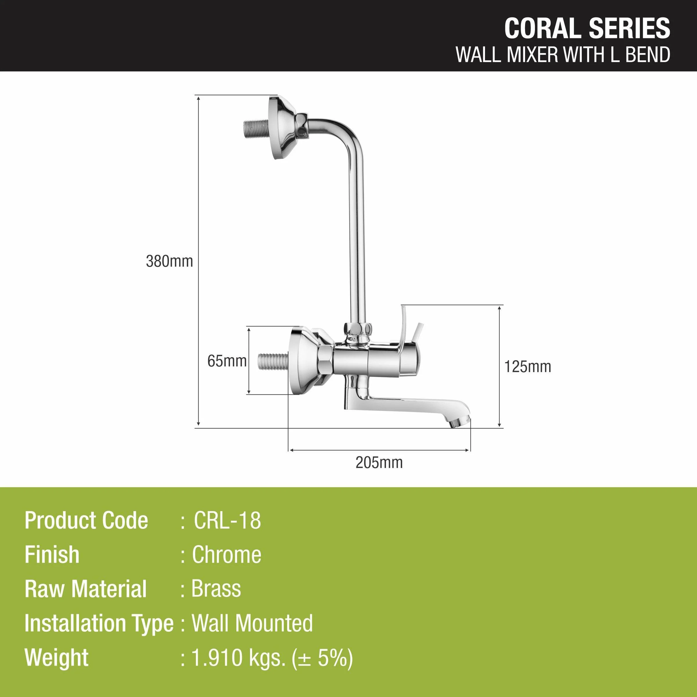 Coral  Wall Mixer Brass Faucet with L Bend  - LIPKA - Image 2