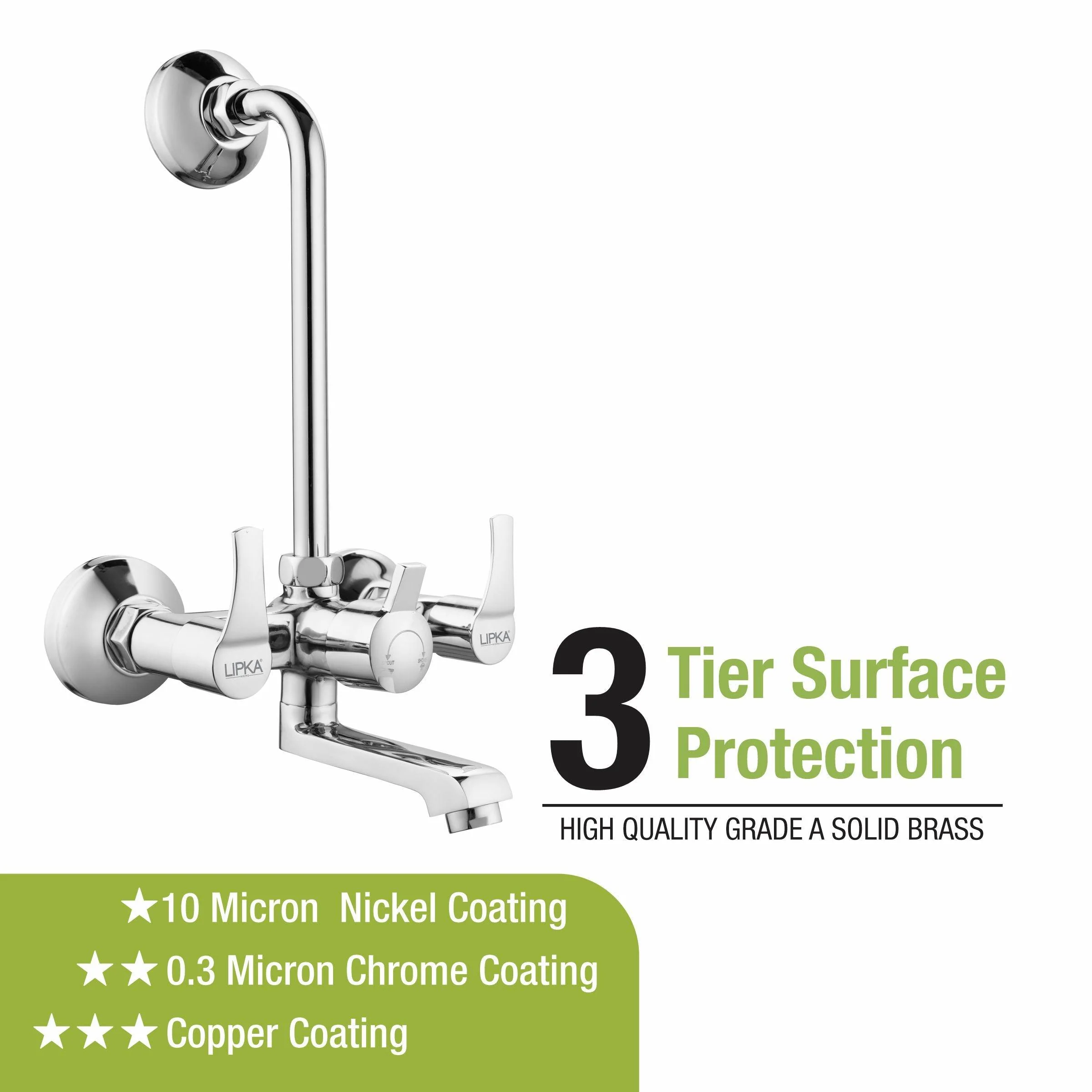 Coral  Wall Mixer Brass Faucet with L Bend  - LIPKA - Image 4