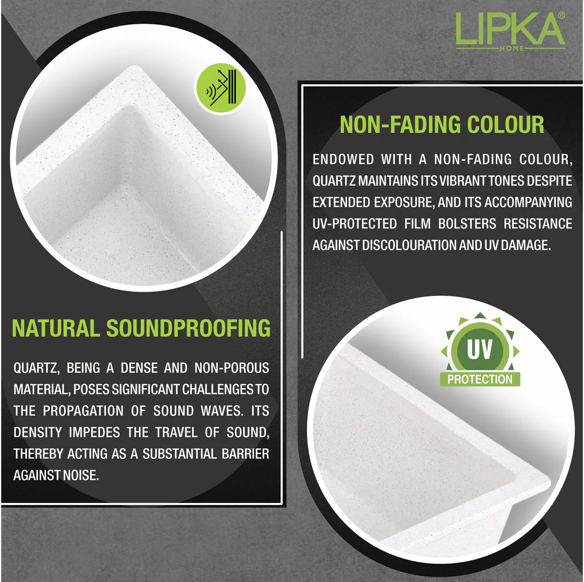 Crystal White Quartz Single Bowl Kitchen Sink (24 x 18 x 9 Inches) - LIPKA - Image 4