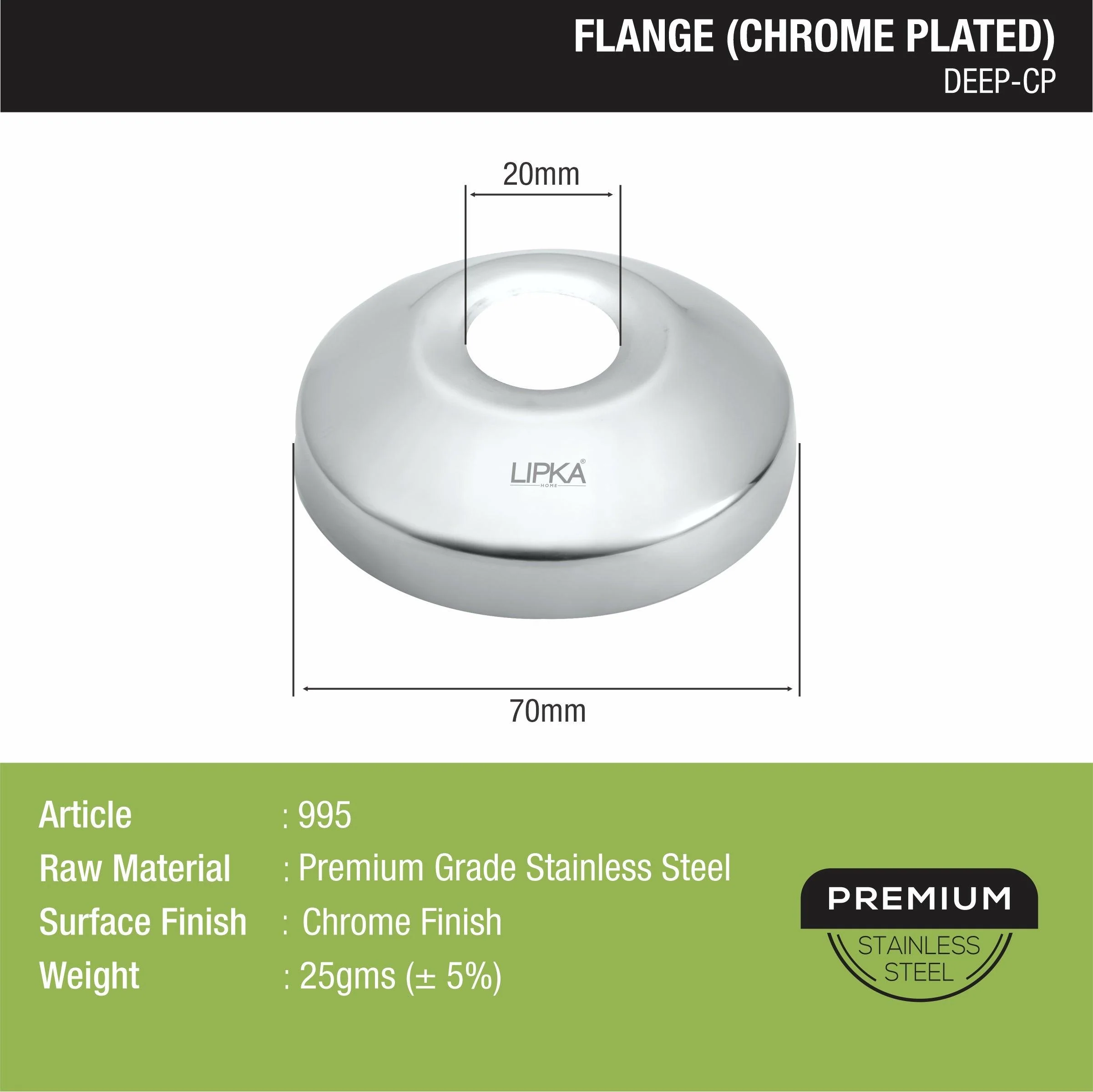 Deep Flange (Chrome Plated) Pack of 10 - LIPKA - Image 2