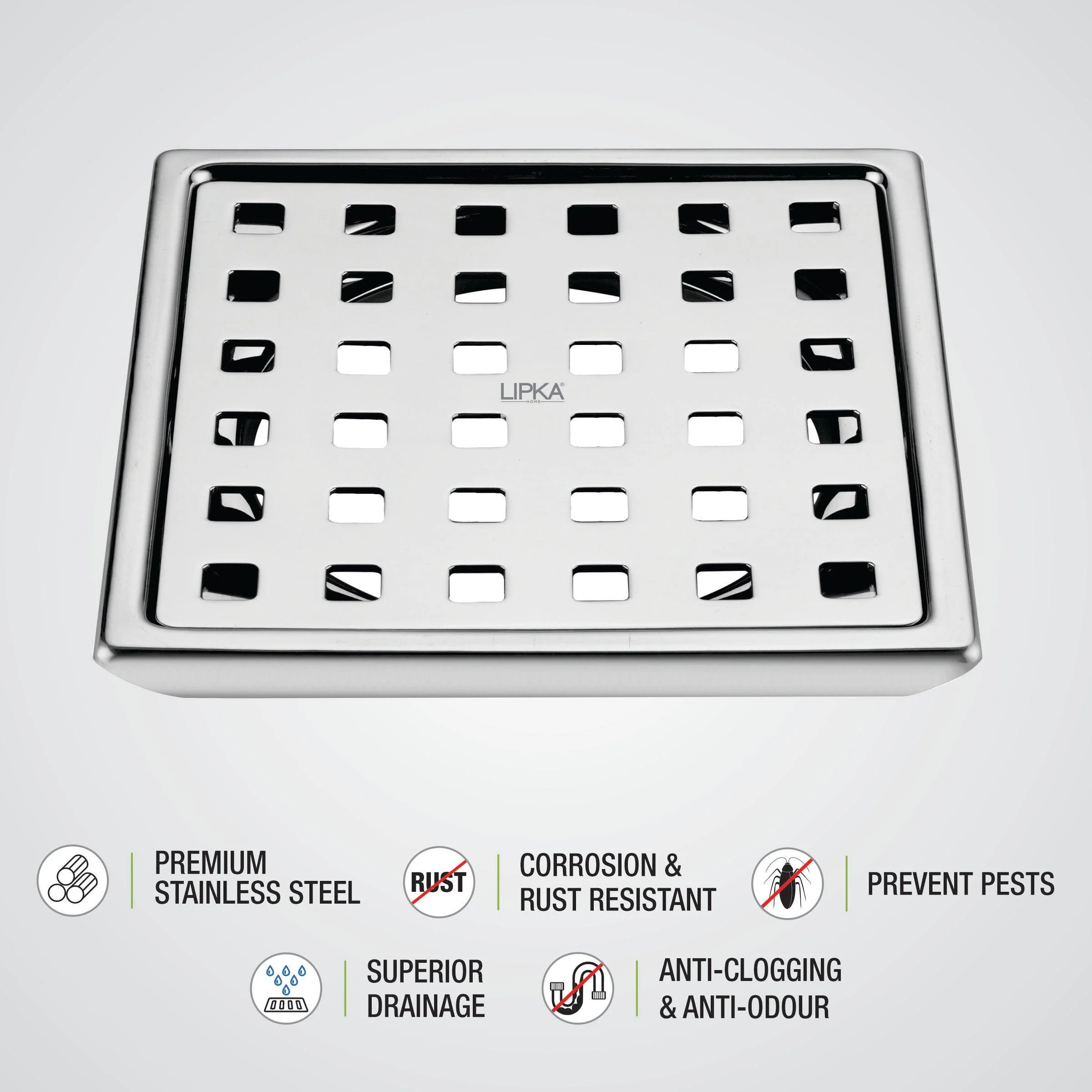 Delta Deluxe Square Floor Drain (6 x 6 Inches) - LIPKA - Image 3