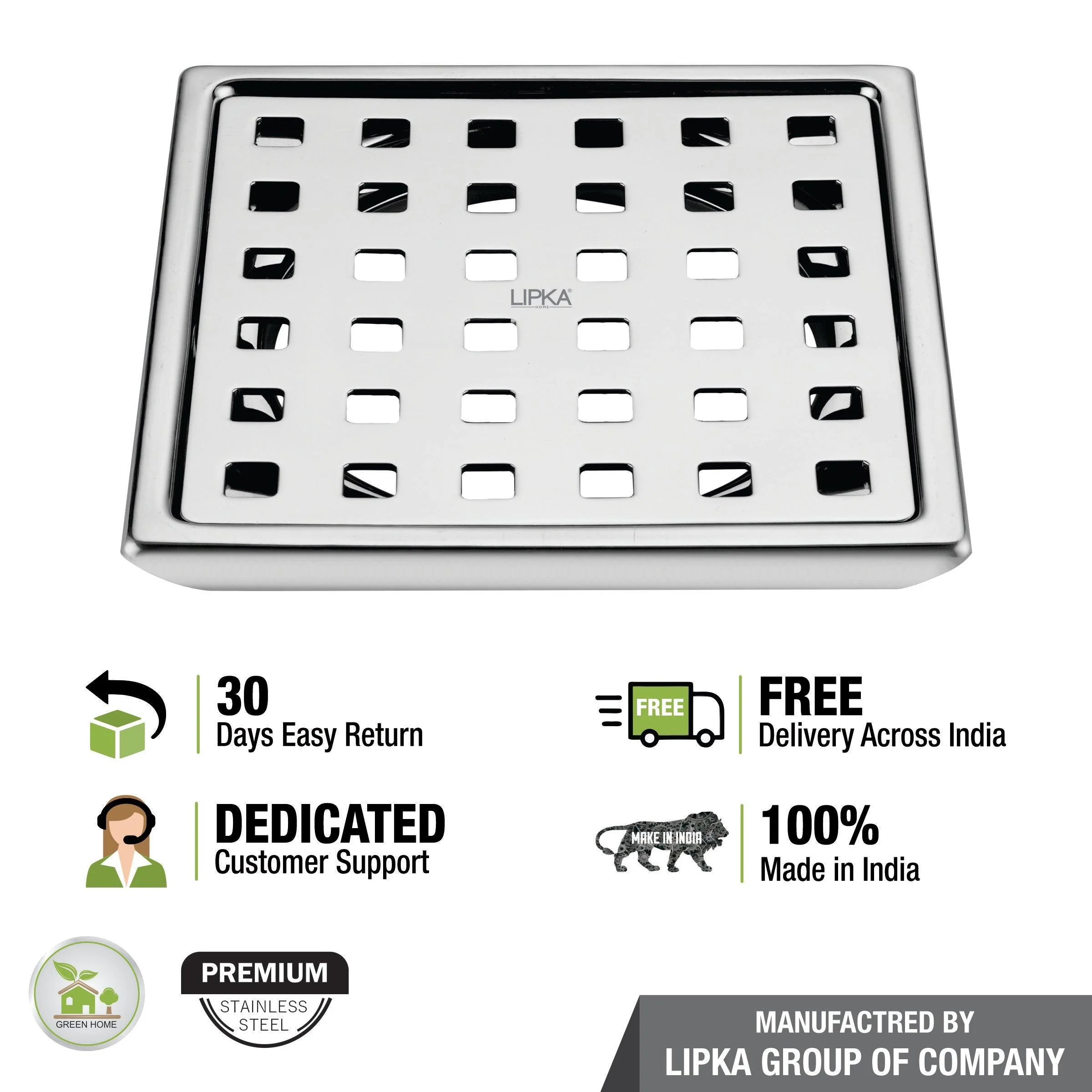 Delta Deluxe Square Floor Drain (6 x 6 Inches) - LIPKA - Image 4