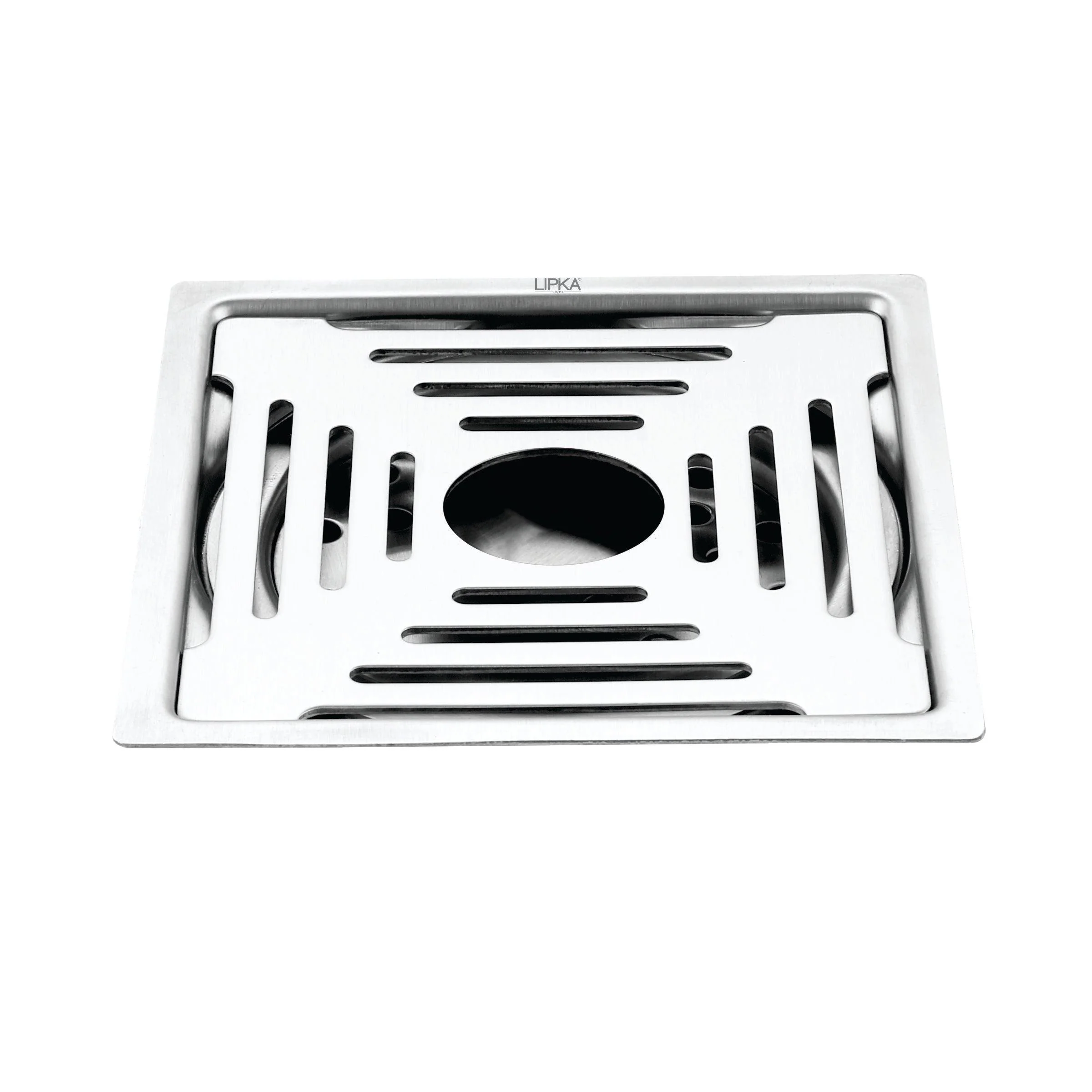 Echo Square Deluxe Flat Cut Floor Drain (5 x 5 Inches) with Hole- LIPKA