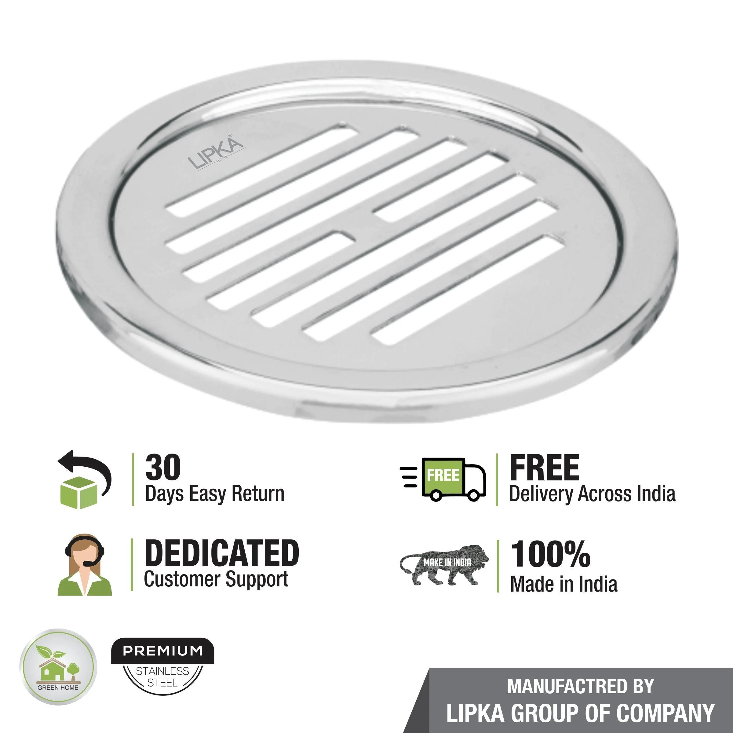 Eon Round Floor Drain with Golden Classic Jali (5 inches) - LIPKA - Image 4