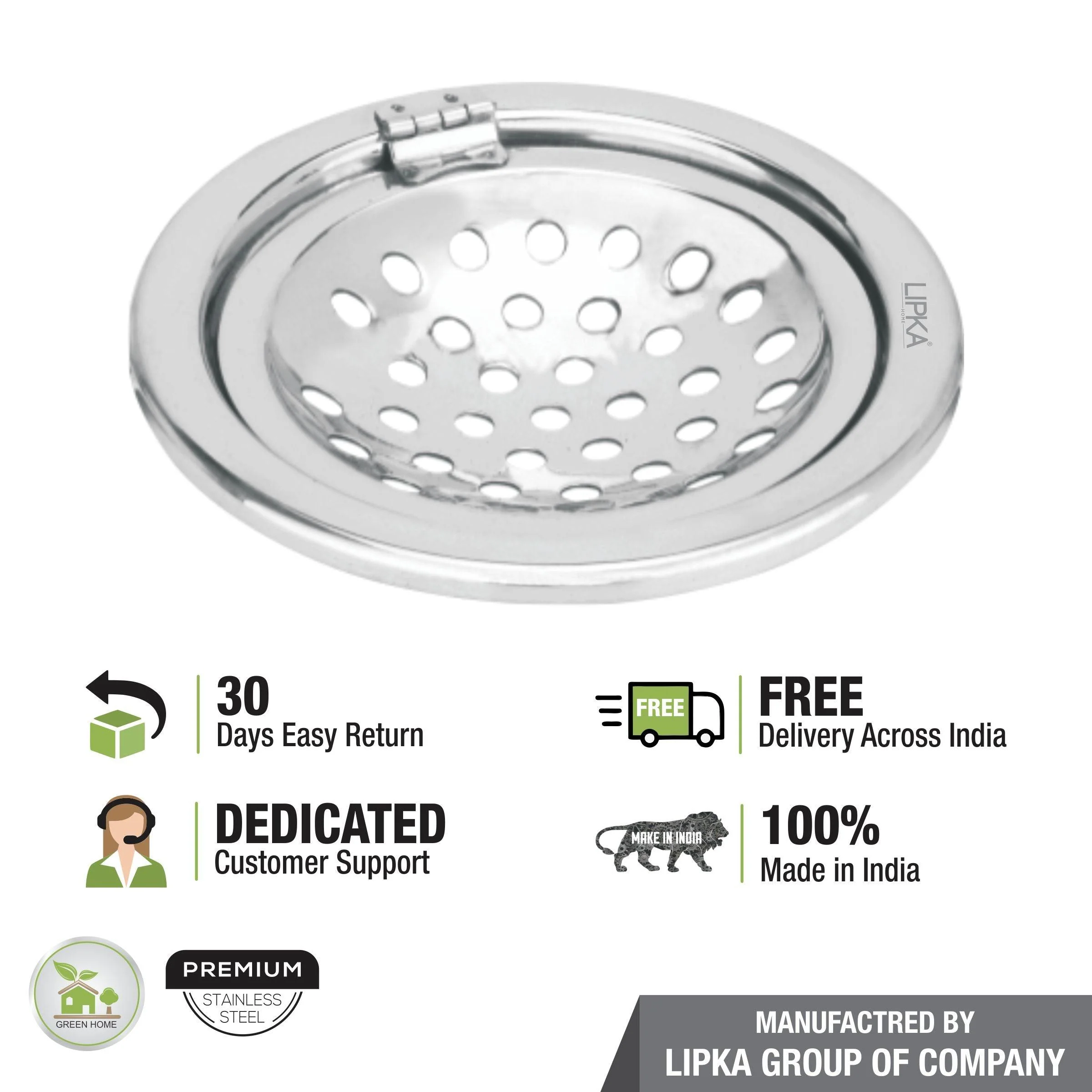 Eon Round Floor Drain with Hinge (5 inches) - LIPKA - Image 4