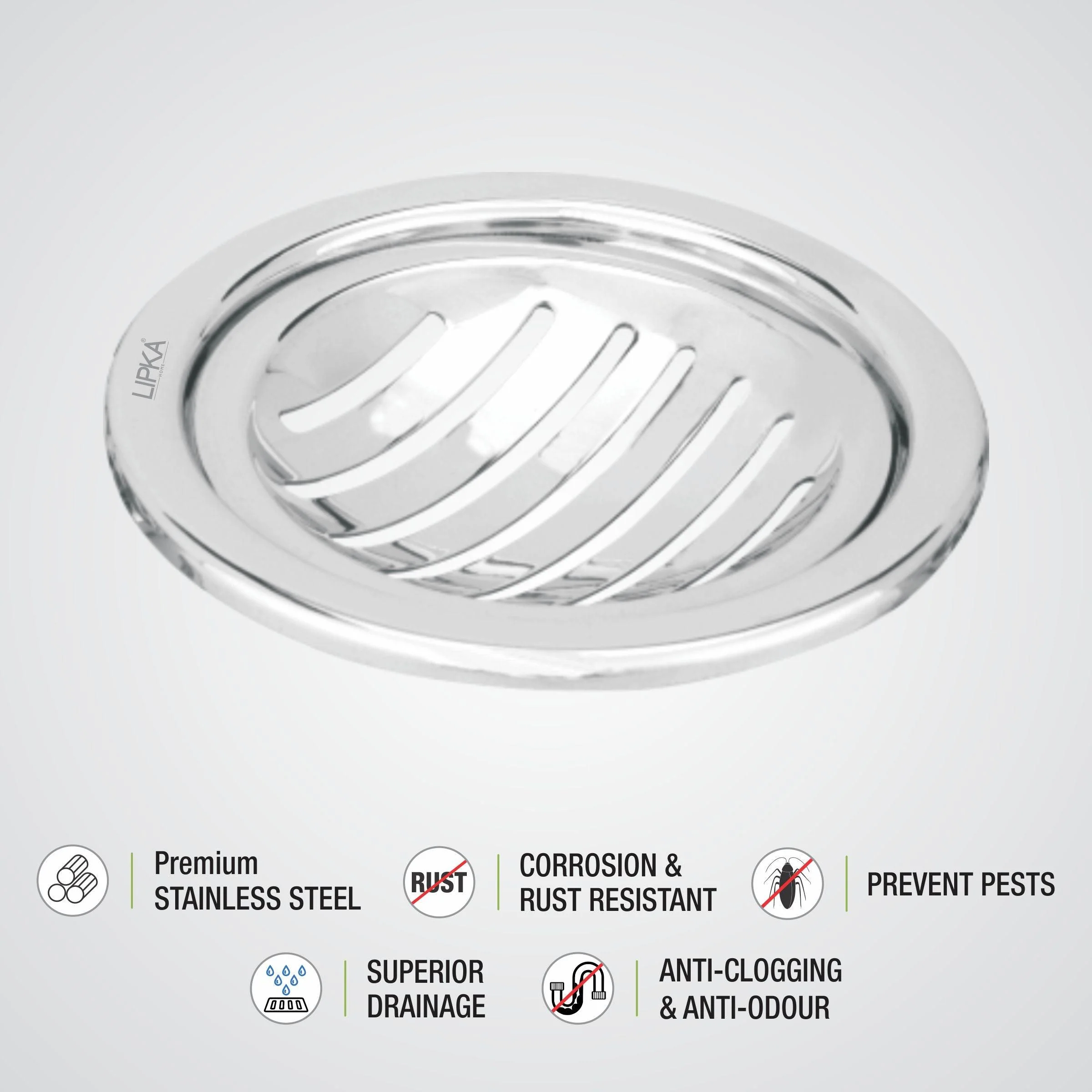 Eon Round Floor Drain with Classic Jali (5 inches) - LIPKA - Image 3