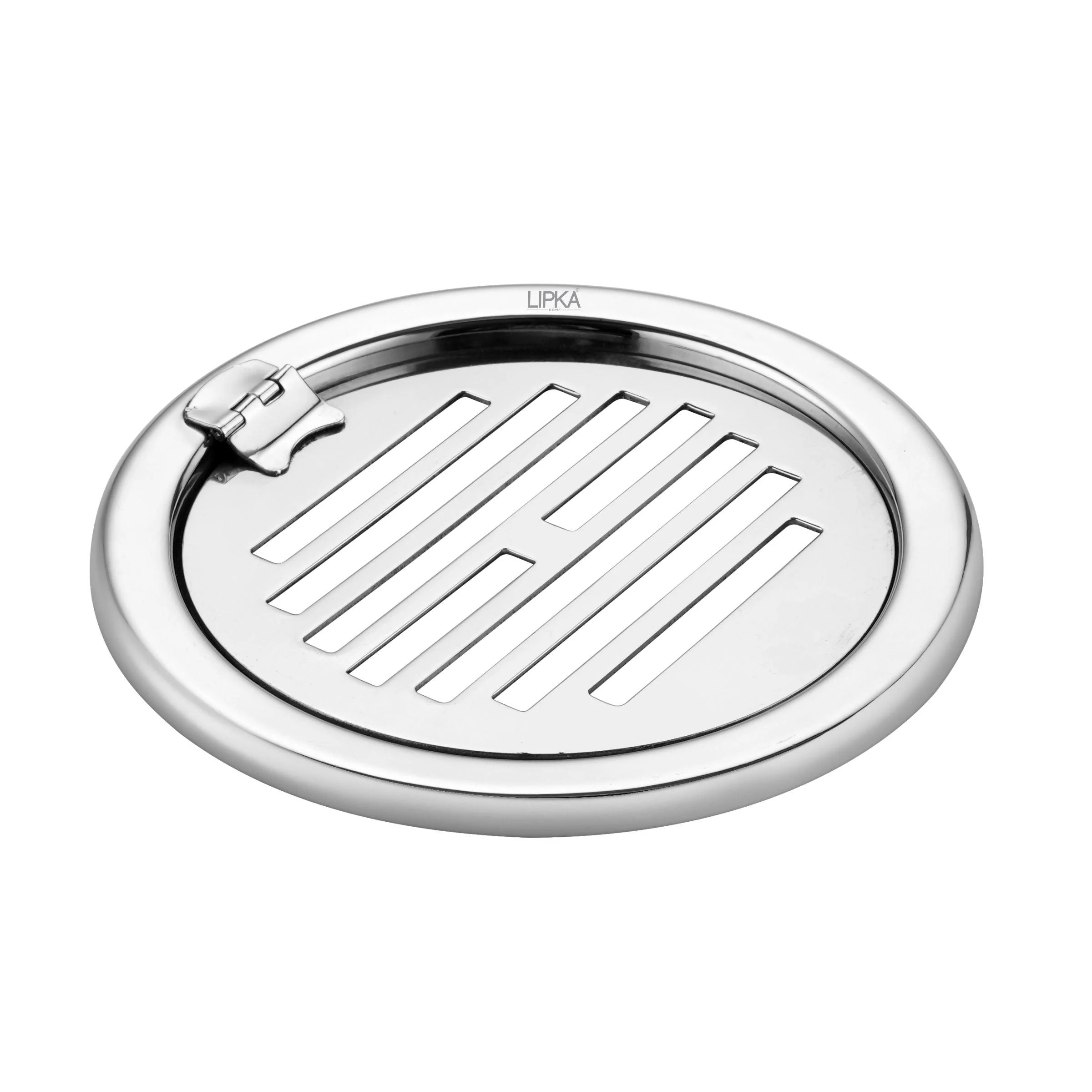 Eon Round Floor Drain with Golden Classic Jali & Hinge (5 inches) - LIPKA