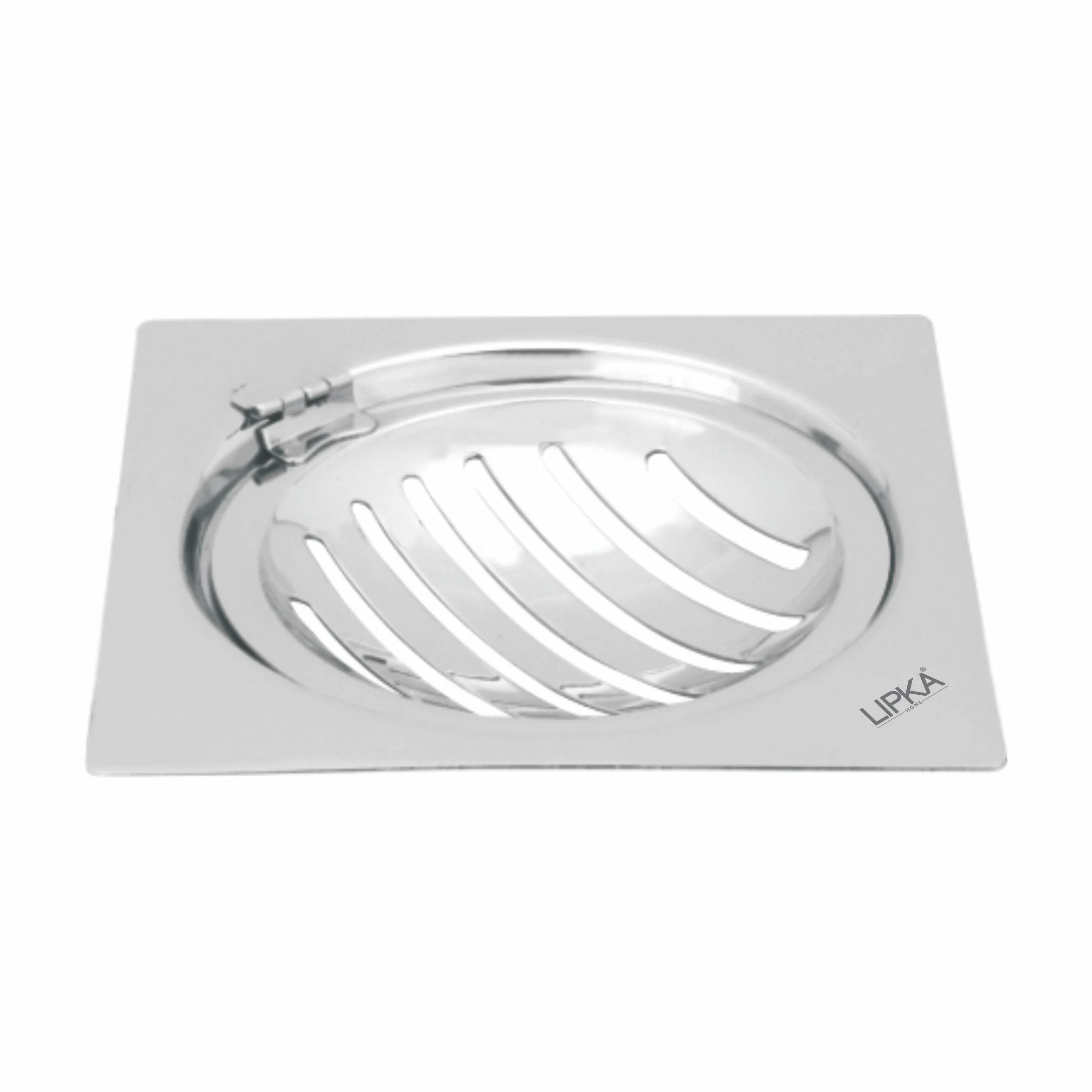 Eon Square Flat Cut Floor Drain with Classic Jali and Hinge  (6 x 6 Inches) - LIPKA
