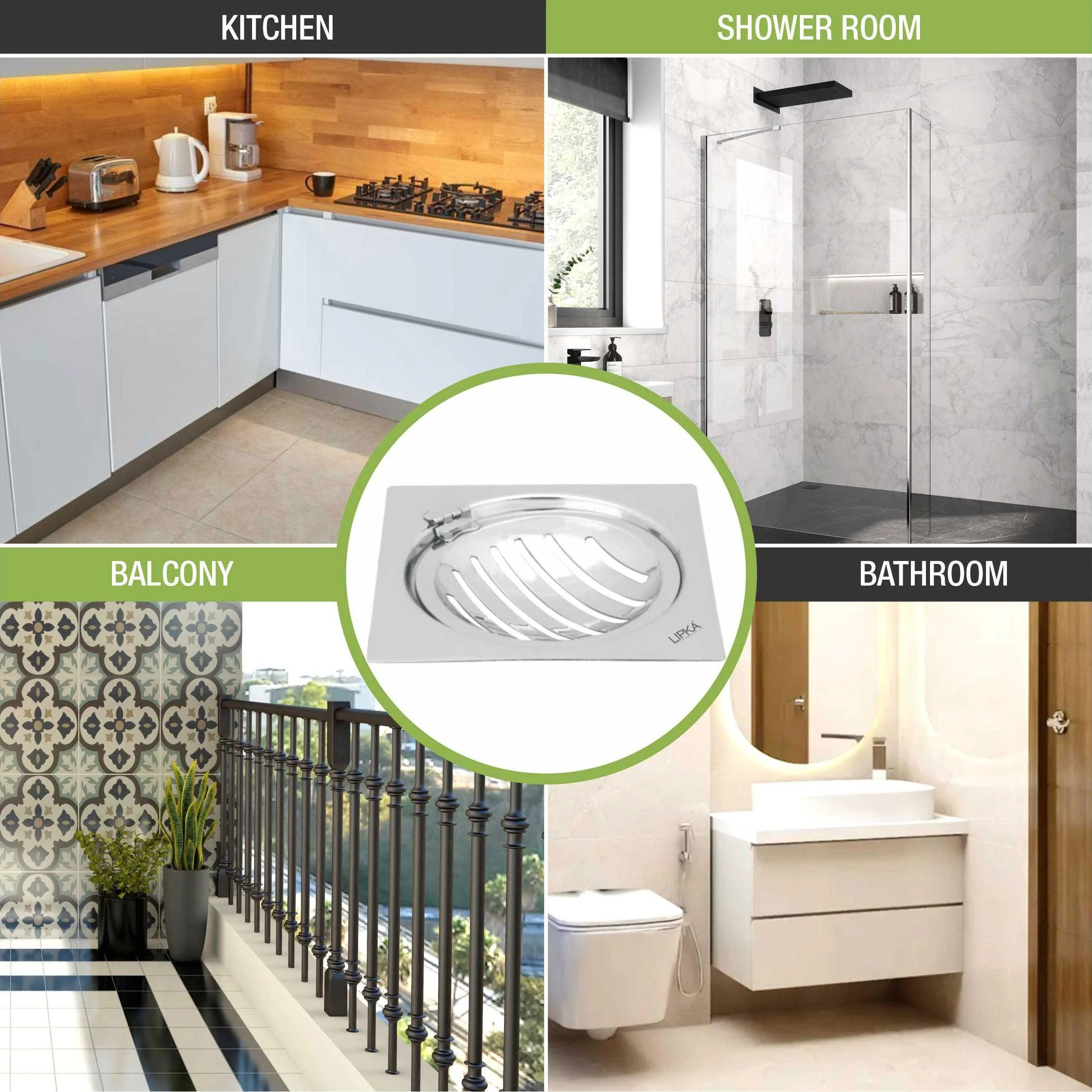 Eon Square Flat Cut Floor Drain with Classic Jali and Hinge  (6 x 6 Inches) - LIPKA - Image 6
