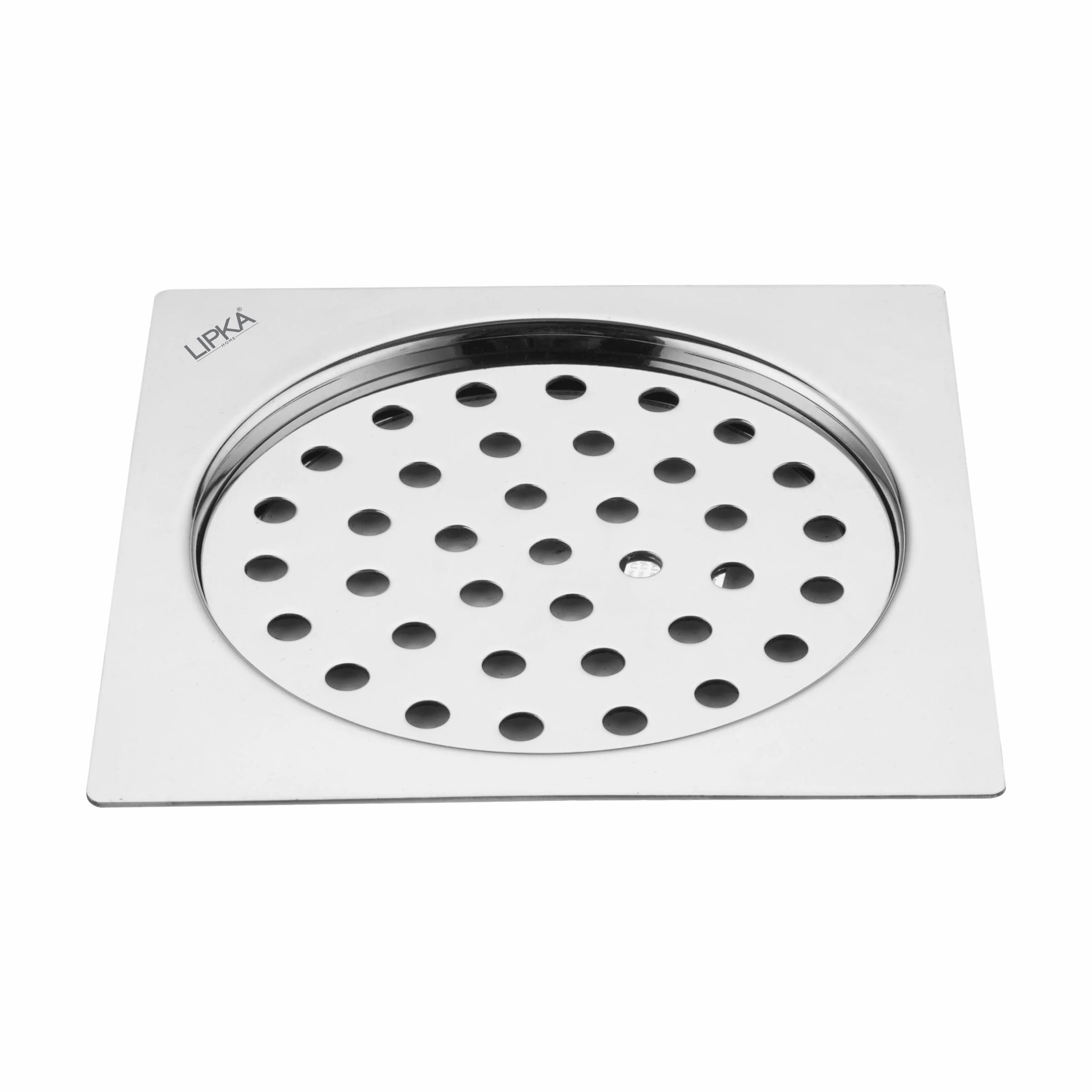 Eon Square Flat Cut  Floor Drain with Plain Jali (5 x 5 Inches) - LIPKA