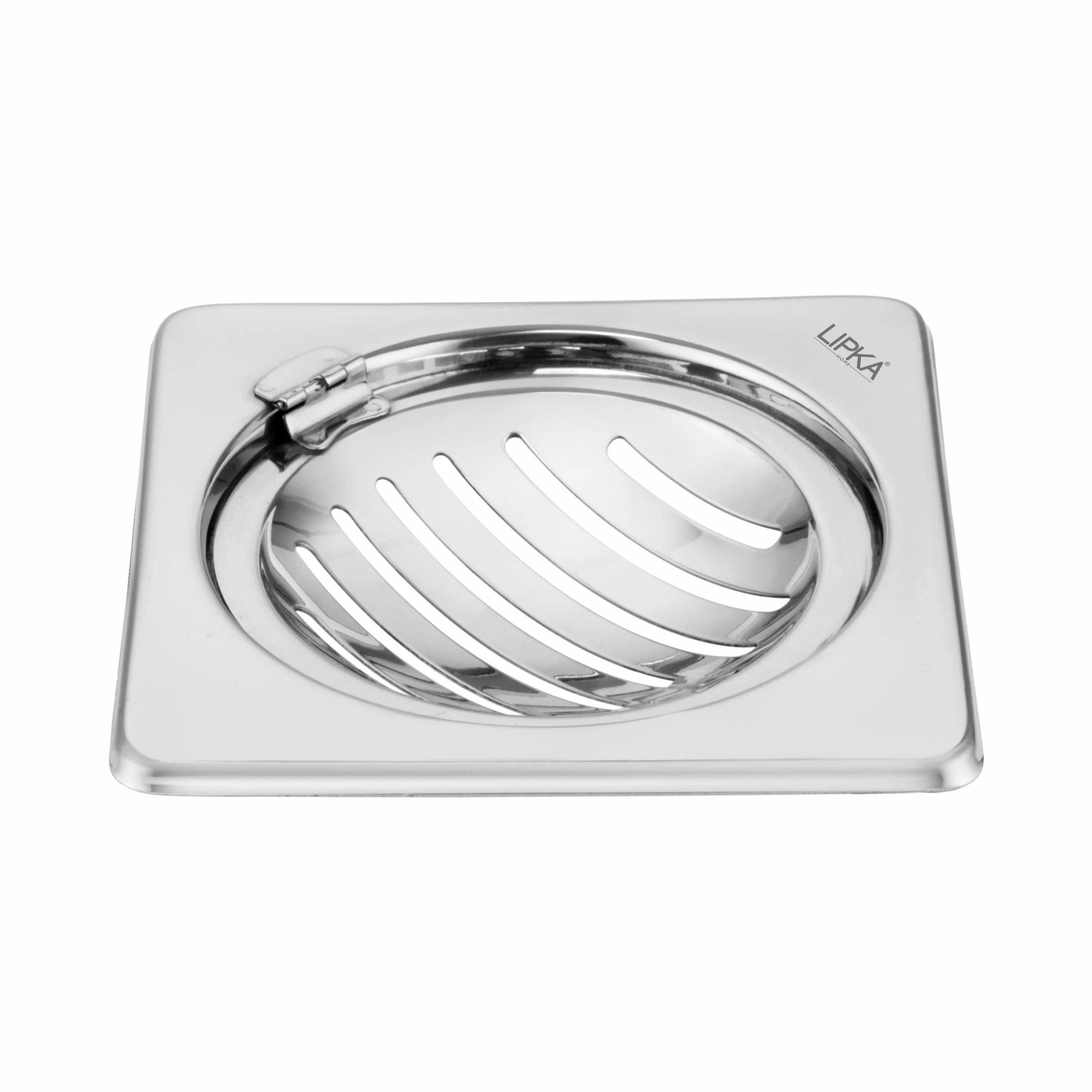Eon Square Floor Drain with Classic Jali and Hinge  (5 x 5 Inches) - LIPKA